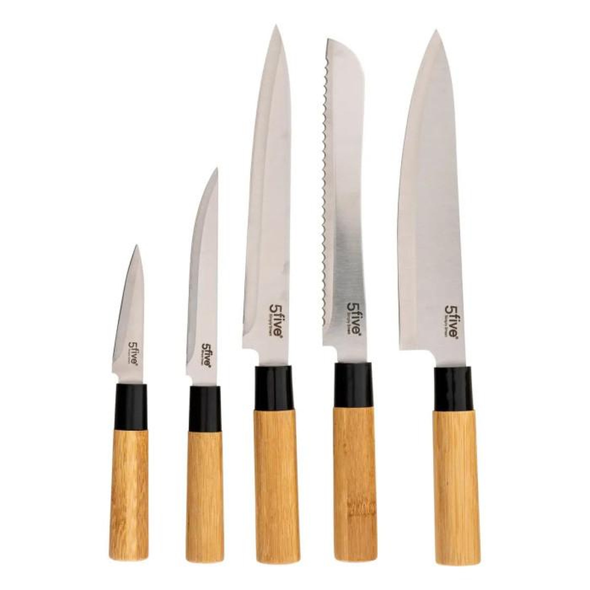 Voir la diapositive 4 : FIVE Bloc Couteaux & Ustensiles  Blackbamboo  35cm Naturel