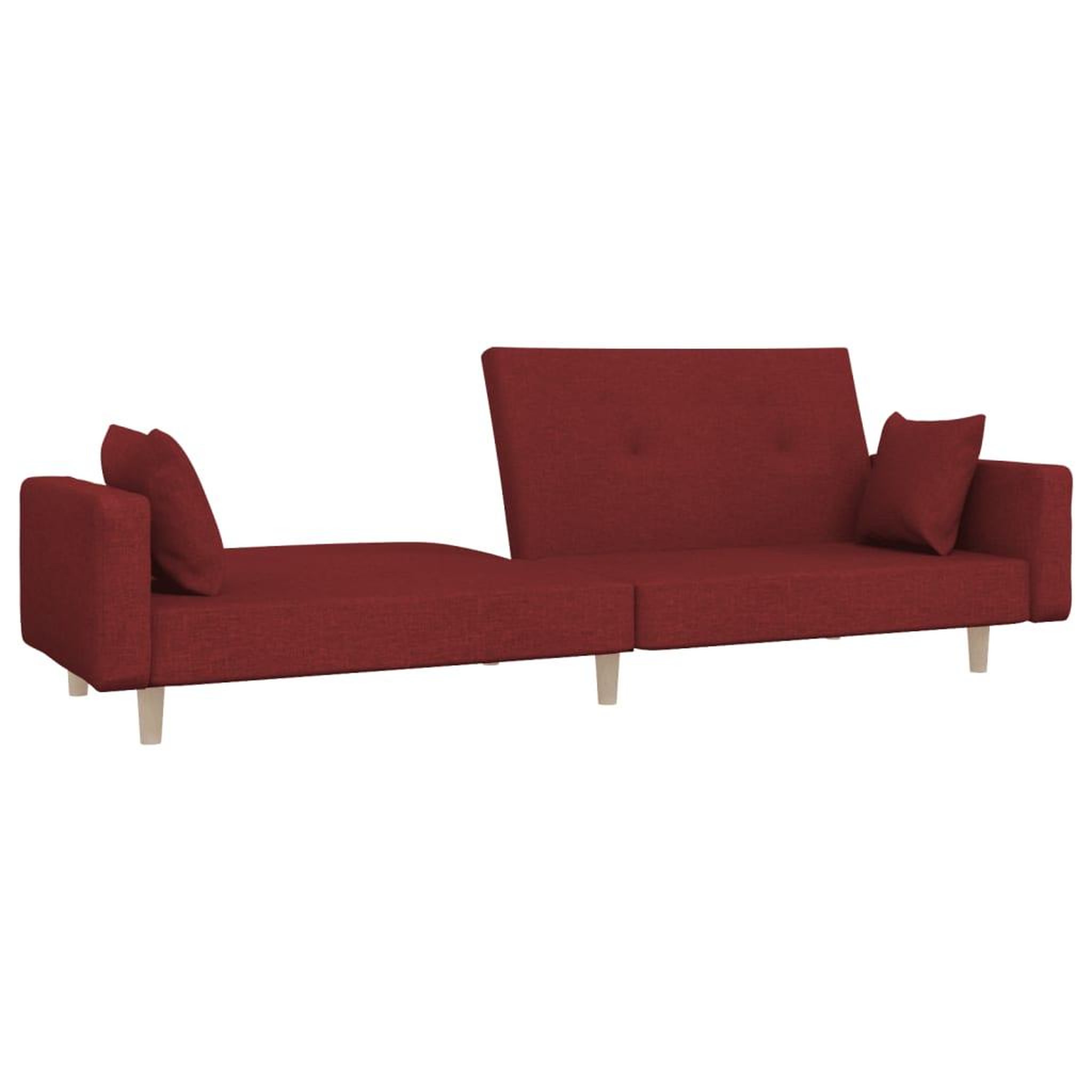 Voir la diapositive 4 : VIDAXL Canape-lit a 2 places avec deux oreillers rouge bordeaux tissu