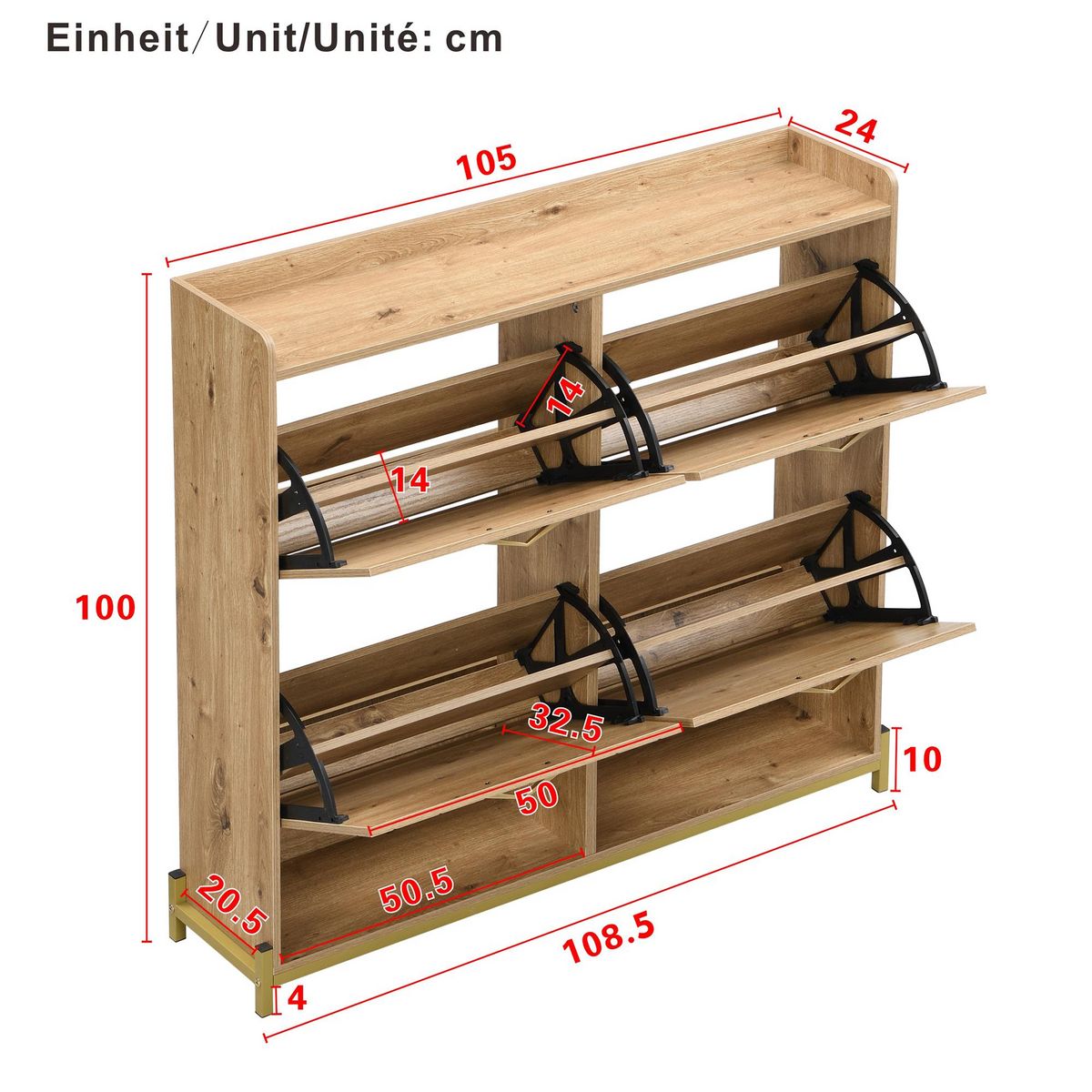 MERAX Meuble à chaussures 20 paires 4 étagères coloris naturel mdf