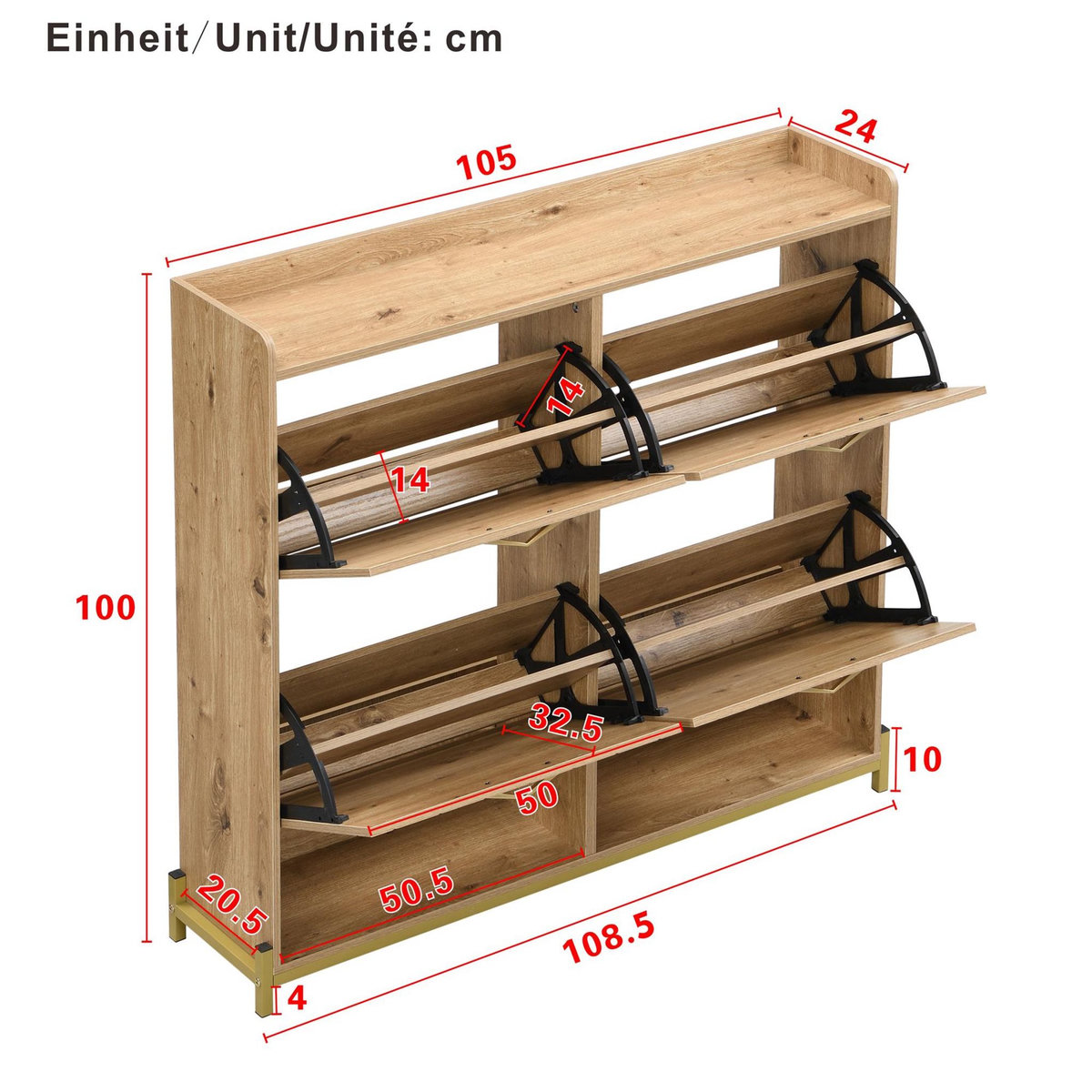 MERAX Meuble à chaussures 20 paires 4 étagères coloris naturel mdf
