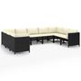 Voir la diapositive 2 : VIDAXL Salon de jardin 9 pcs avec coussins Resine tressee Noir