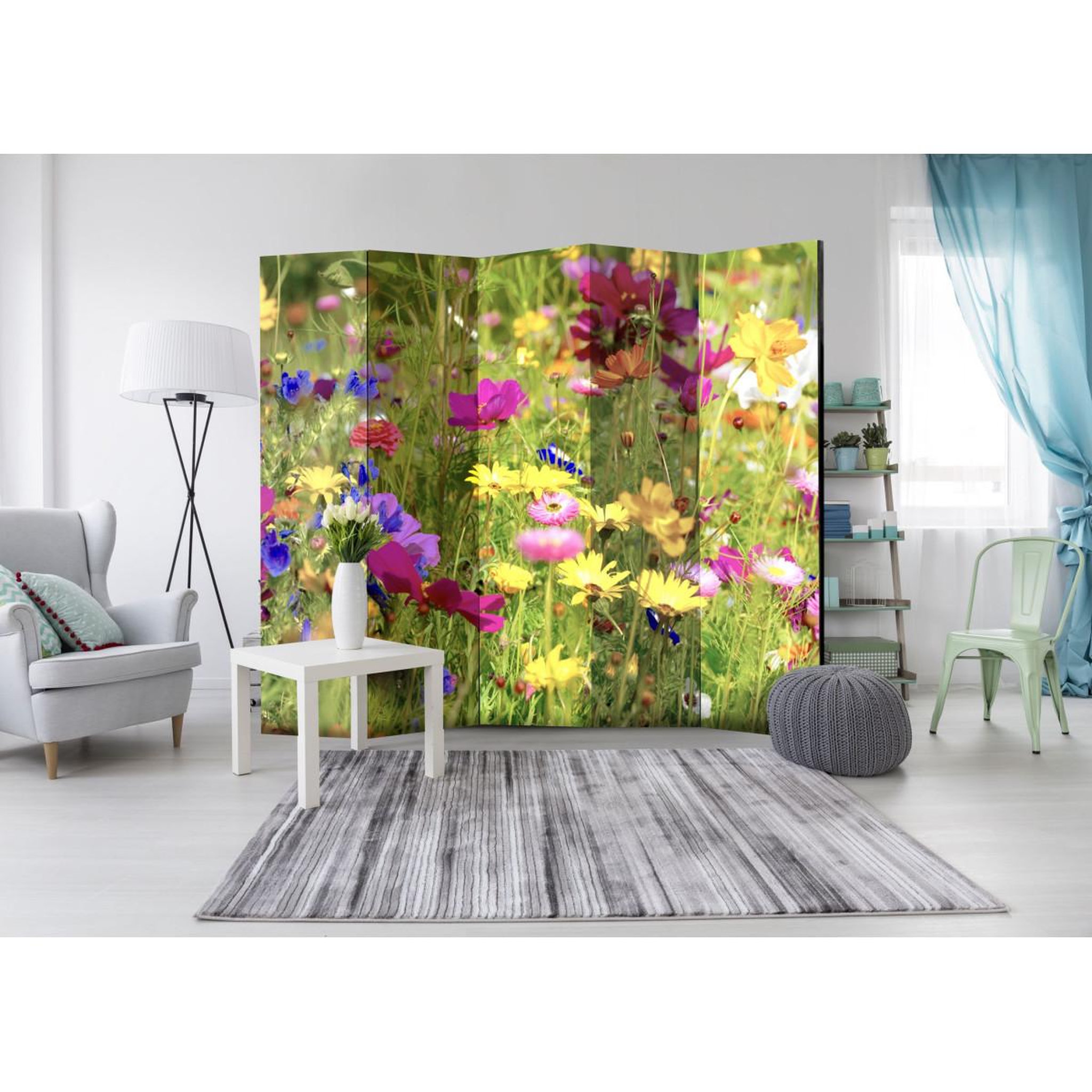 Voir la diapositive 2 : Paris Prix Paravent 5 volets  summer flowers  172x225cm