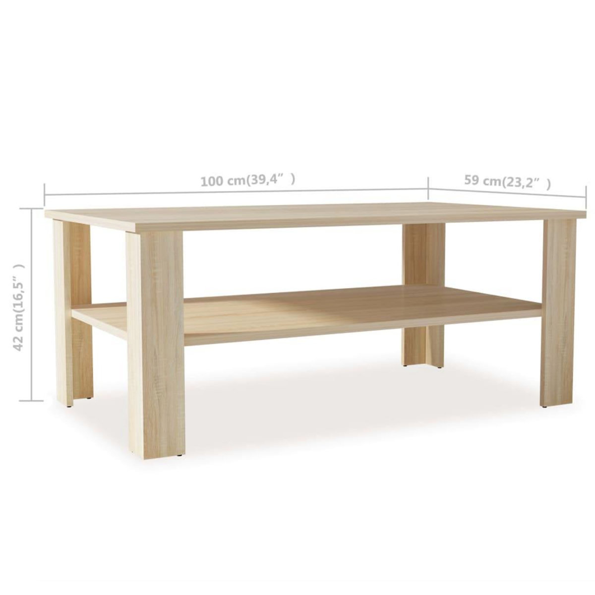 VIDAXL Table basse bois d'ingenierie 100x59x42 cm chene