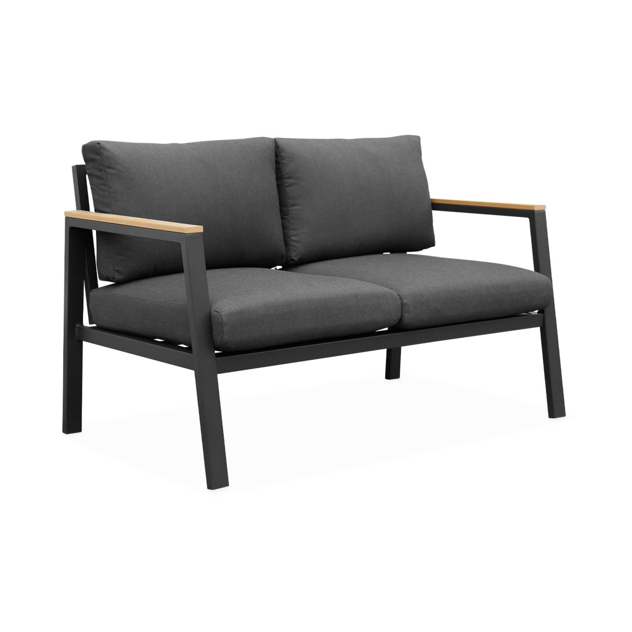 Voir la diapositive 5 : SWEEEK Salon de jardin Casoria, aluminium et polywood 4 places, 1 canapé, 2 fauteuils, 1 table basse