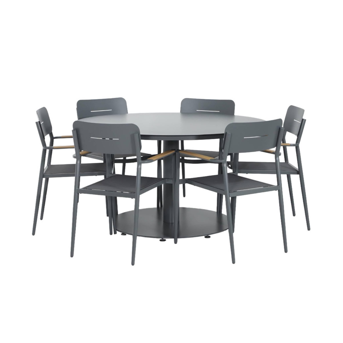 SWEEEK Table de jardin ronde aluminium + 6 assises - Oreva / Fira