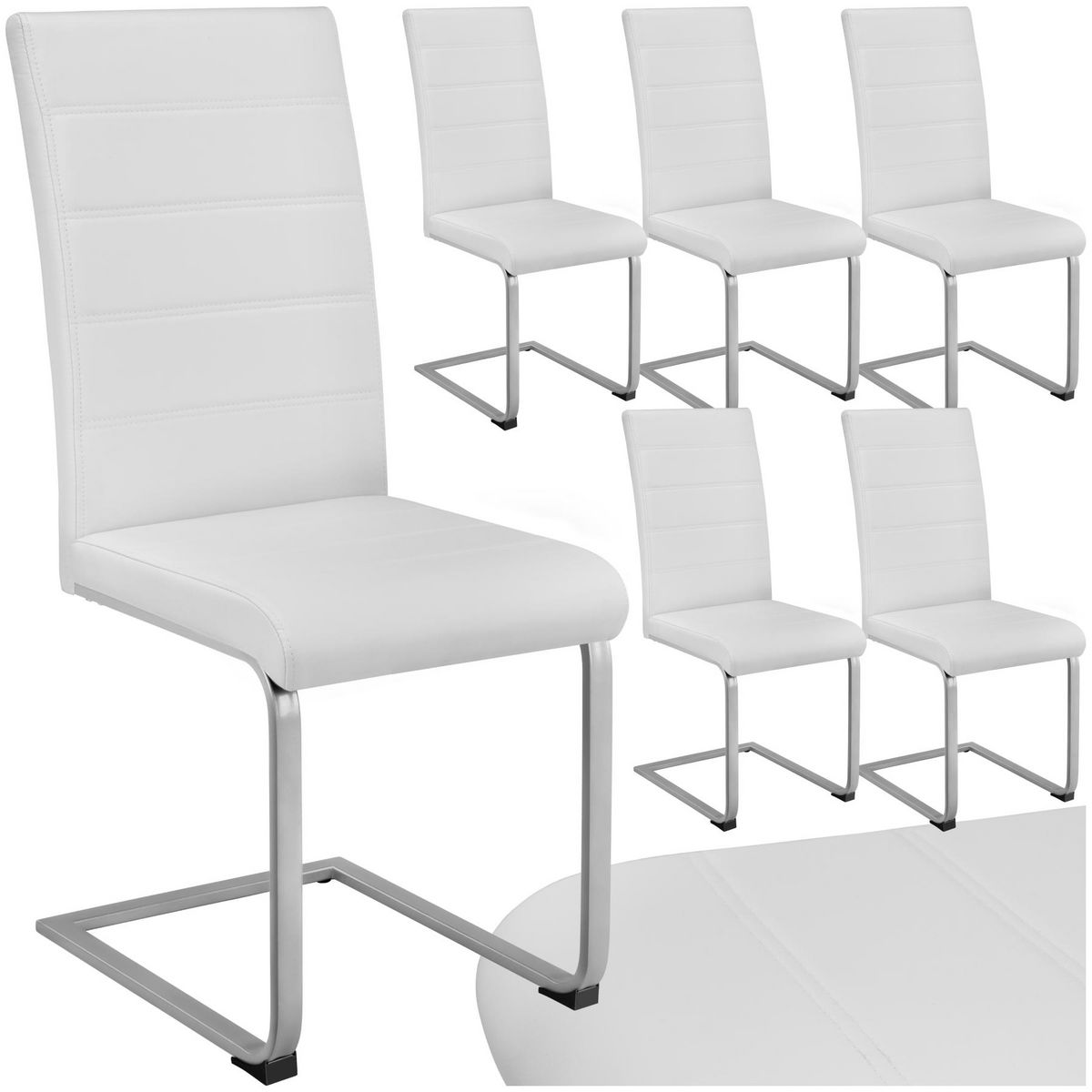 tectake Ensemble de chaises de salle à manger rembourré avec revêtement aspect cuir blanc Lot de 6