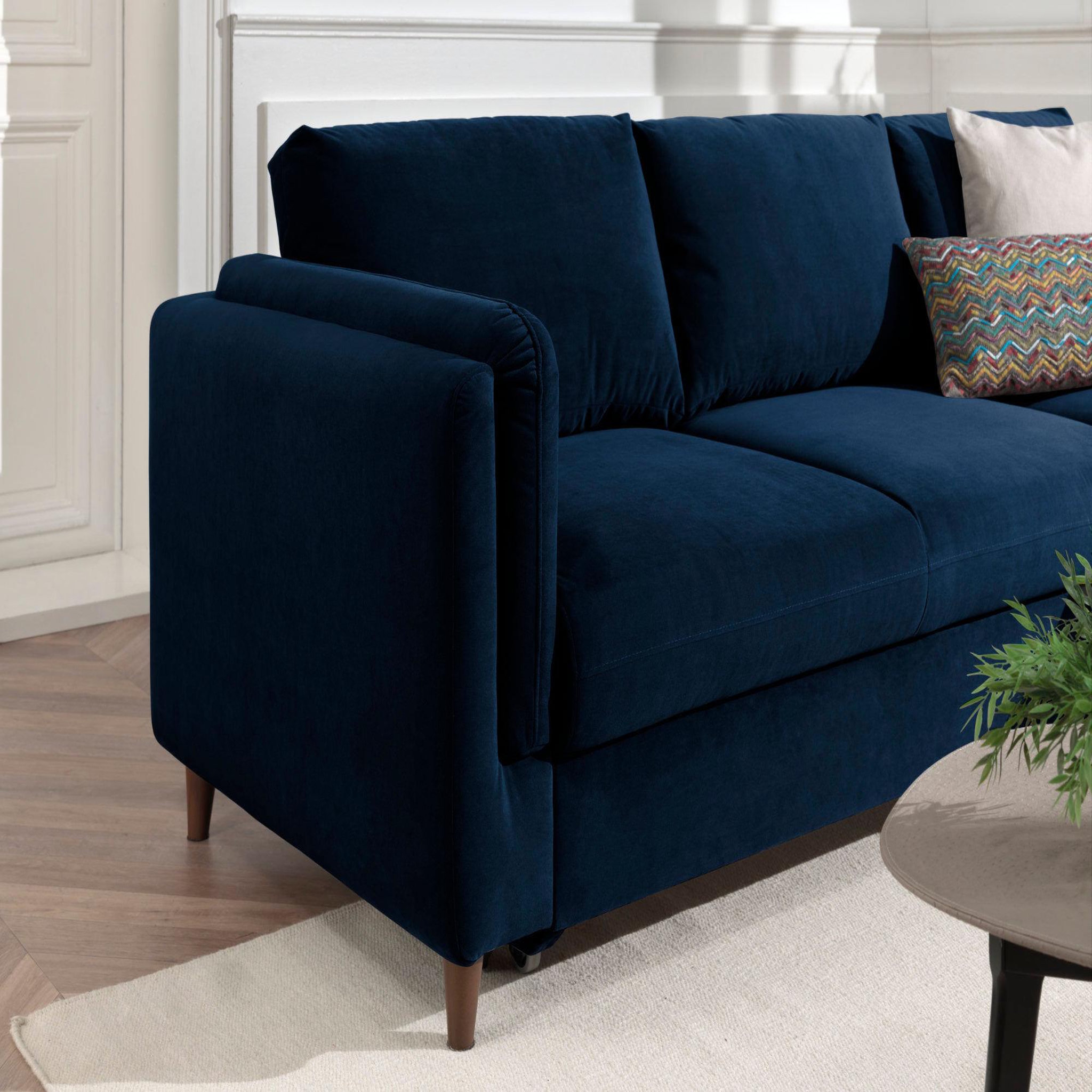 Voir la diapositive 5 : BEST MOBILIER Brooke - canapé d'angle droit - convertible avec coffre - 4 places - en velours