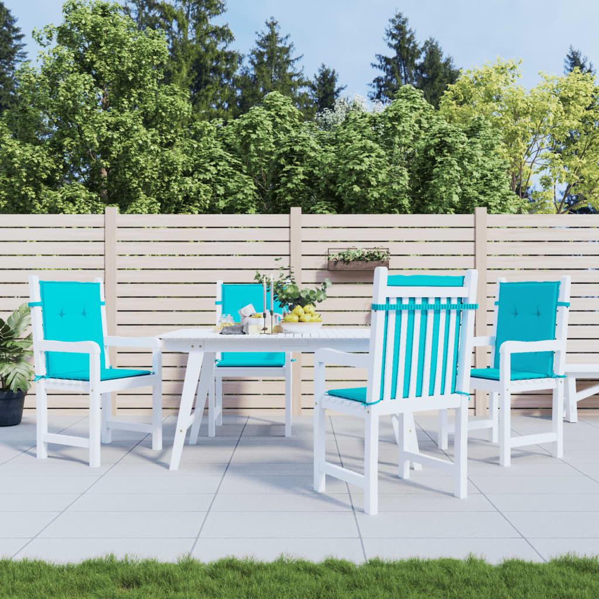 VIDAXL Coussins de chaise a dossier bas lot de 4 turquoise tissu