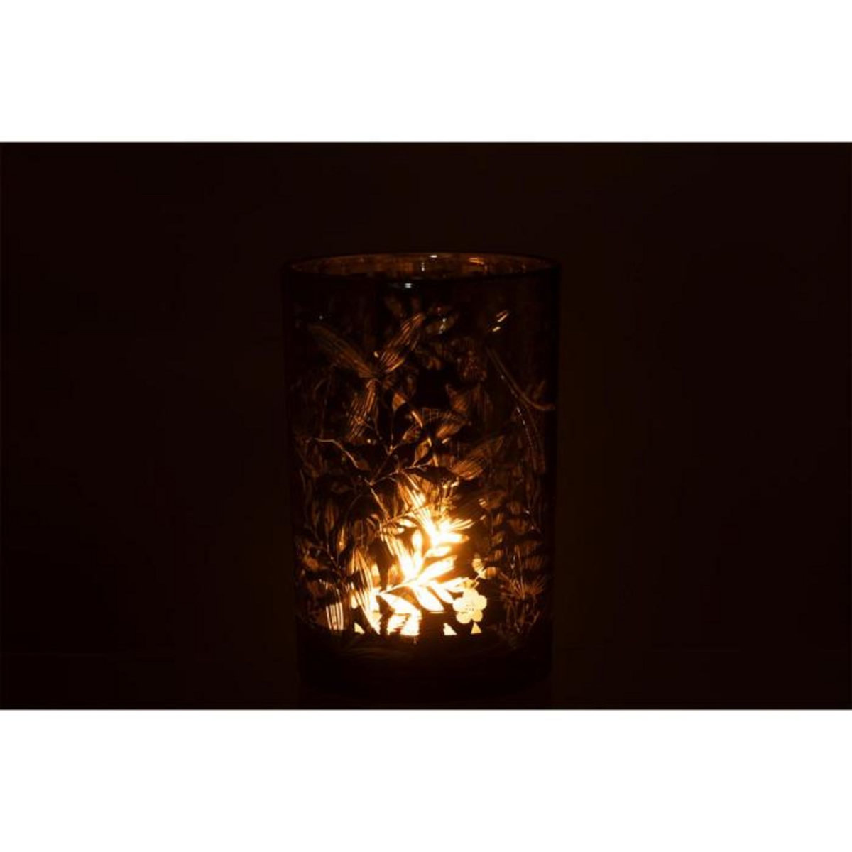 Paris Prix Photophore Déco en Verre  Feuilles  18cm Vert