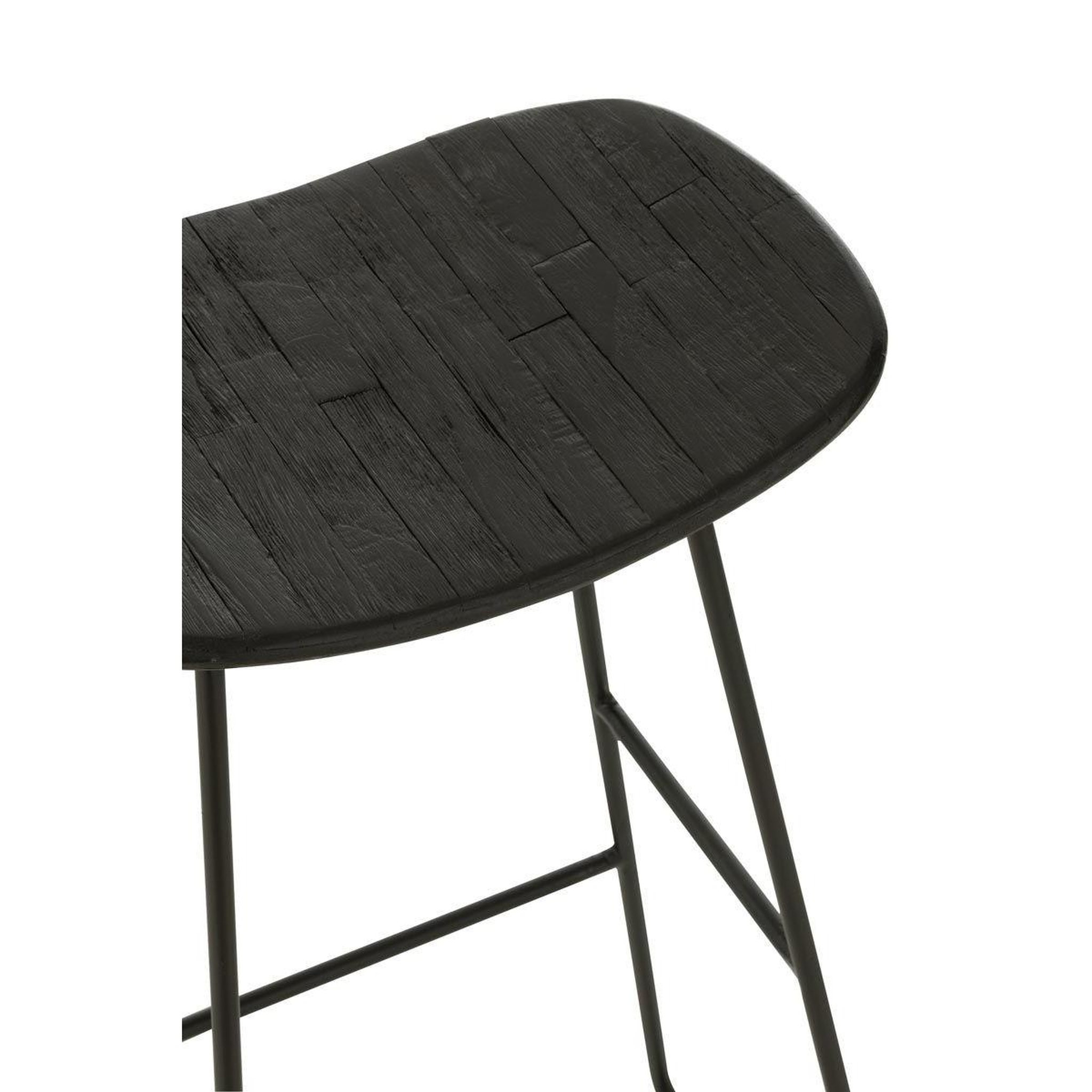 Voir la diapositive 5 : J-LINE Tabouret de Bar en Bois  Teck  74cm Noir