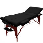 VIVEZEN Table de massage 15 cm pliante 3 zones en bois foncé avec panneau Reiki + Accessoires et housse de transport - Noir