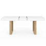 Voir la diapositive 3 : ID MARKET Table à manger extensible rectangle PHOENIX 4-8 personnes blanc pieds bois 160-200 cm