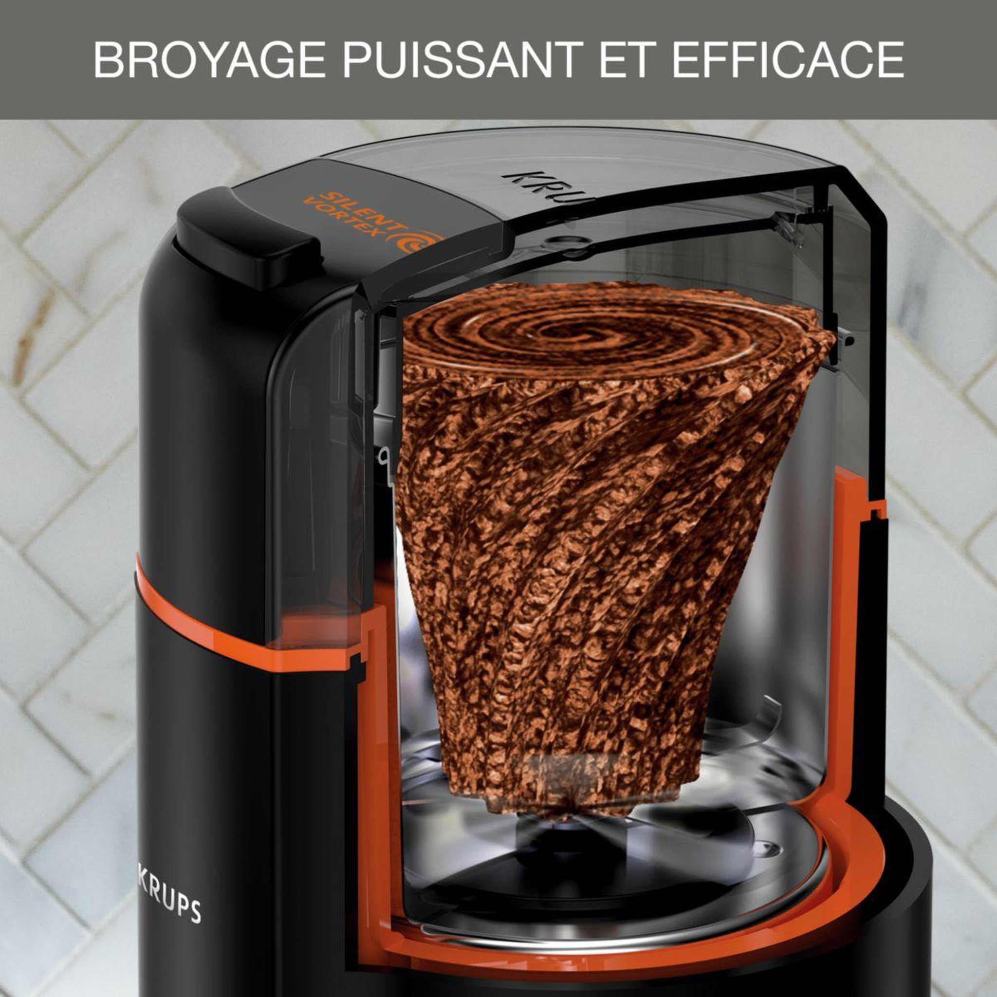 Voir la diapositive 3 : KRUPS Moulin à café GX332810 silent vortex grinder