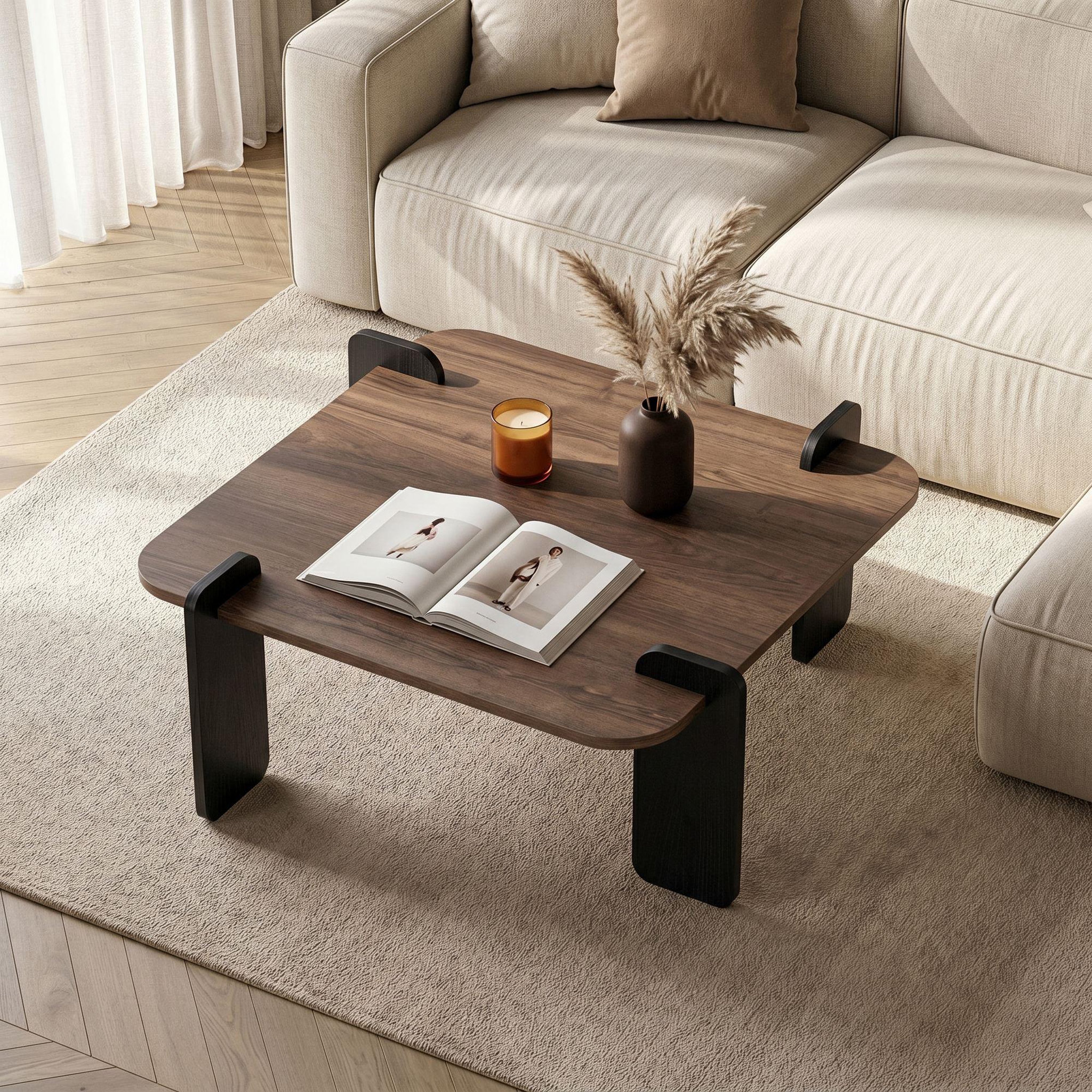 Voir la diapositive 3 : Habitat et Jardin Table basse en bois  marais  - 90 x 90 x 35 cm - marron