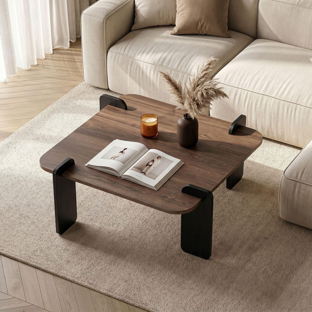 Habitat et Jardin Table basse en bois  Marais  - 90 x 90 x 35 cm - Marron