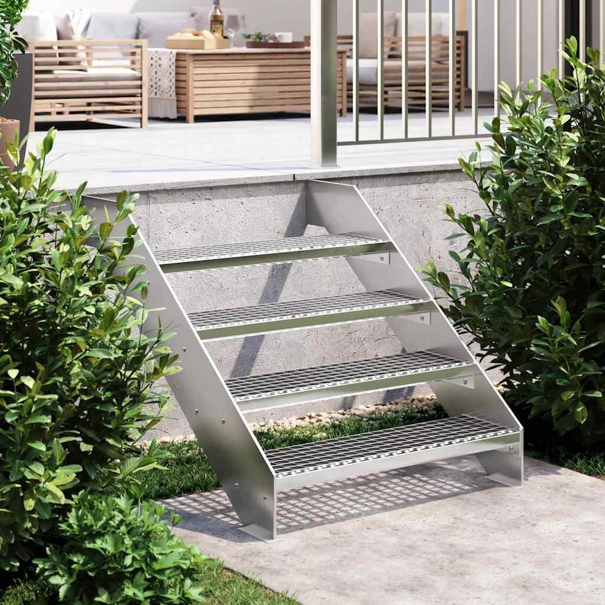 VIDAXL Escalier en caillebotis 80x24x7 cm acier galvanise