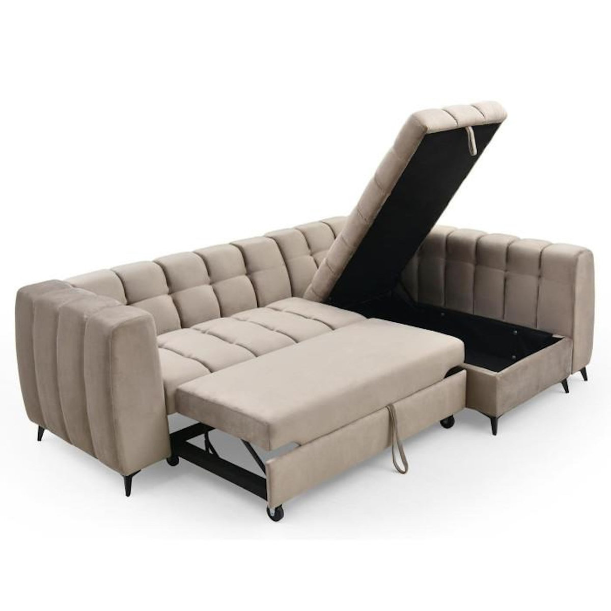 Paris Prix Canapé d'Angle Convertible 5 Places  Casey  247cm Taupe