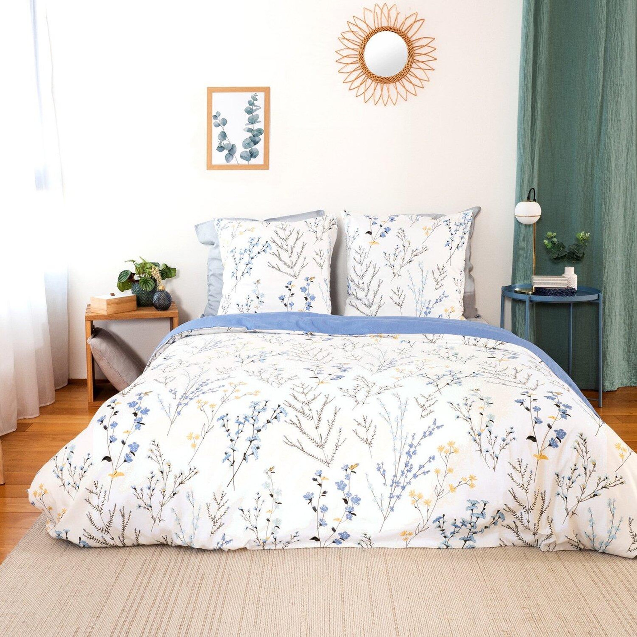 Voir la diapositive 2 : Home collection Parure housse de couette 100% satin de coton 78fils fanille