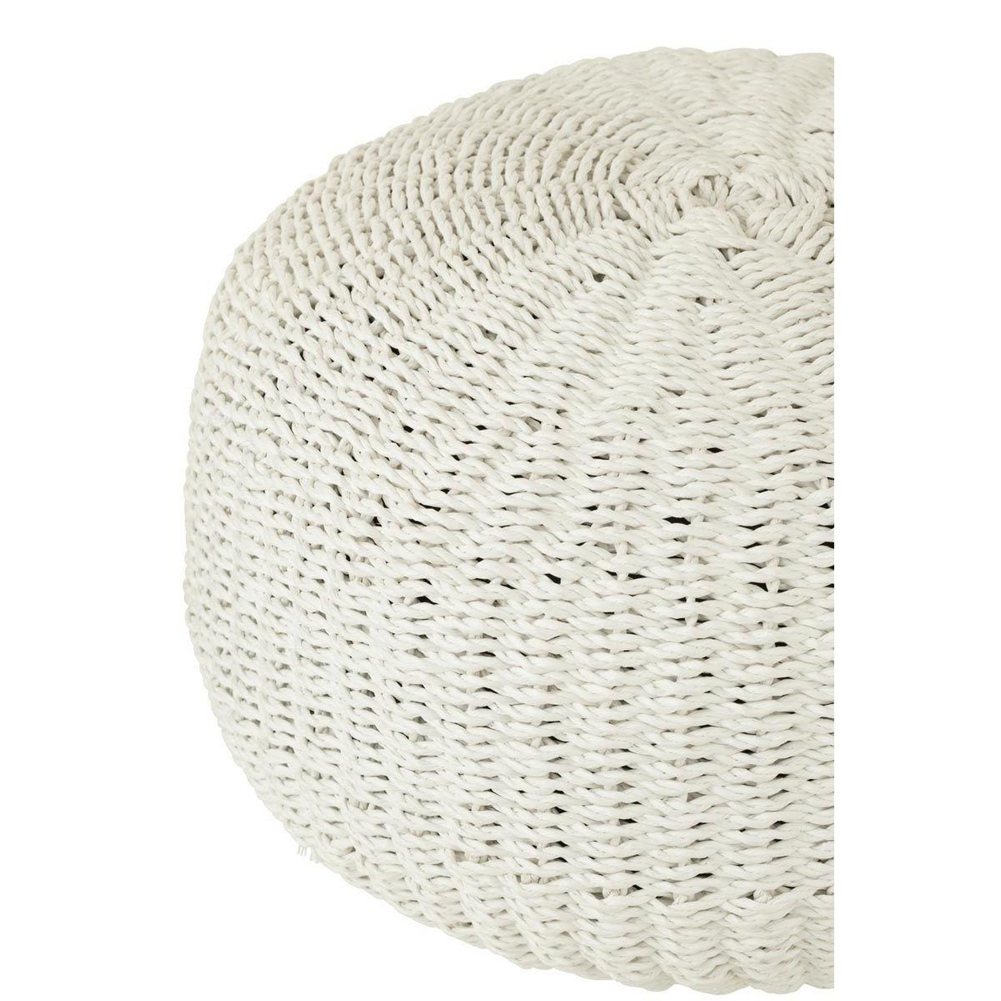 Voir la diapositive 2 : J-LINE Pouf Rond à Rayure  Tissage  50cm Blanc