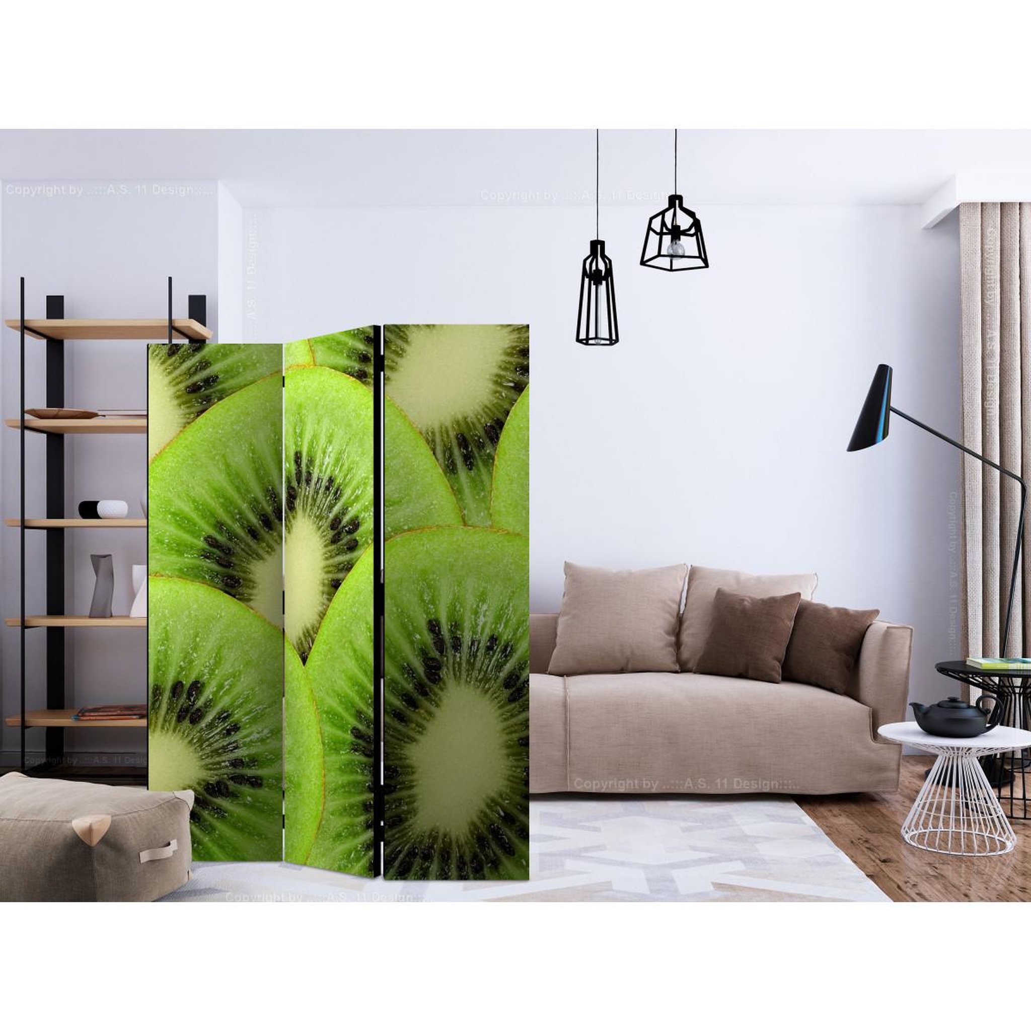 Voir la diapositive 2 : Paris Prix Paravent 3 volets  kiwi slices  135x172cm