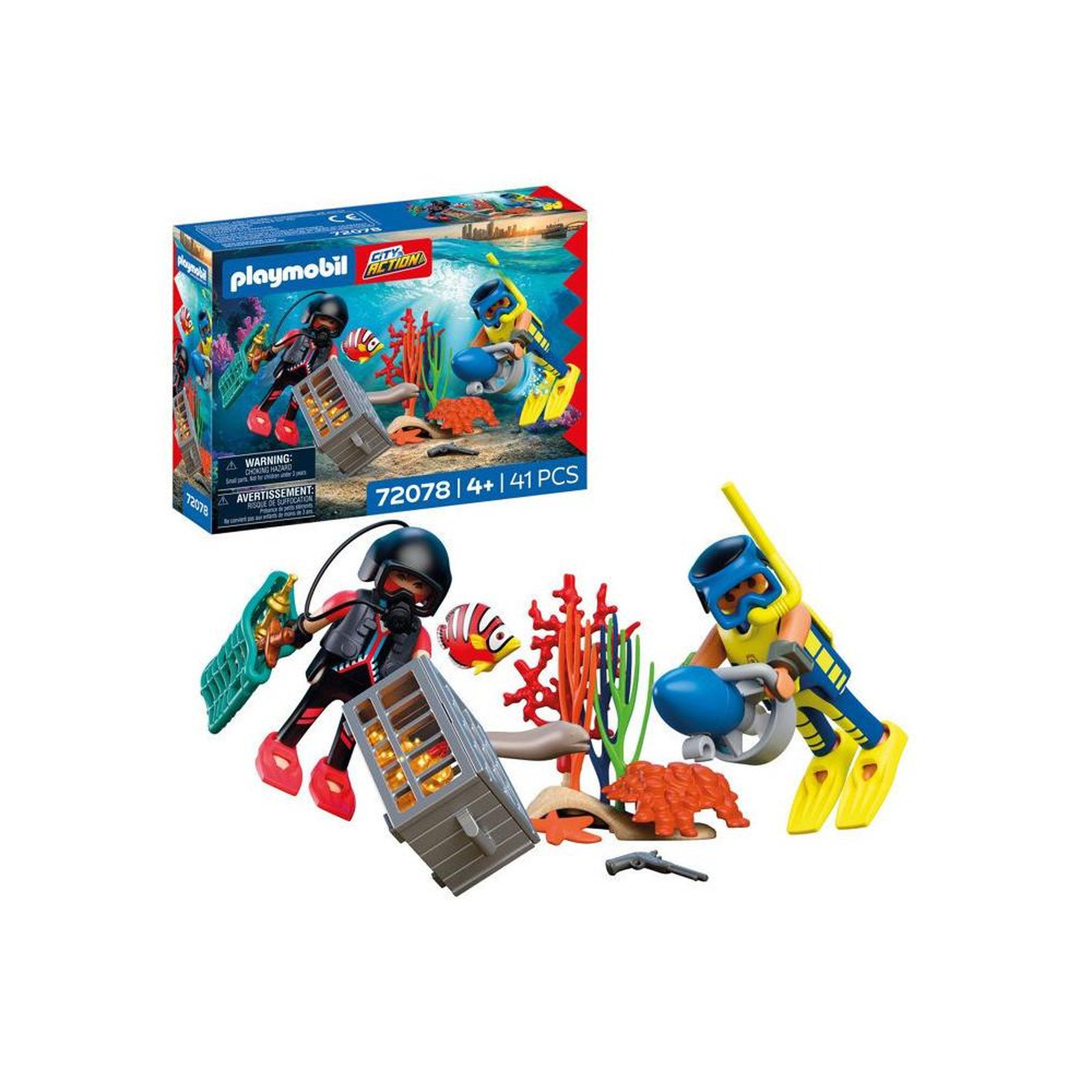 Voir la diapositive 6 : PLAYMOBIL 72078 Policiers plongeurs et trésor