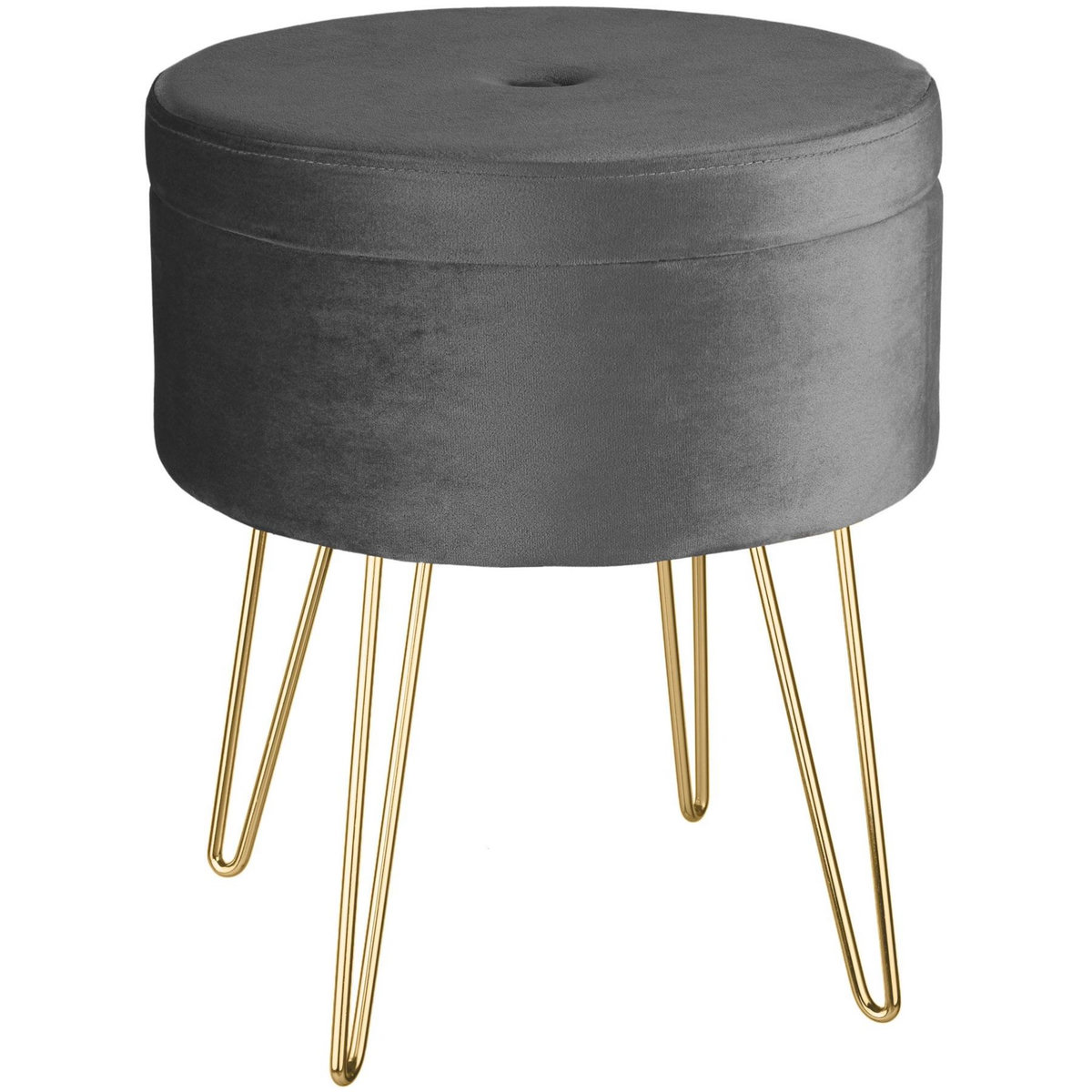 tectake Tabouret avec coffre de rangement aspect velours transformable AVA