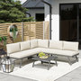 Voir la diapositive 4 : OUTSUNNY Ensemble salon de jardin modulable 5 personnes 4 pièces design alu gris coussins beige