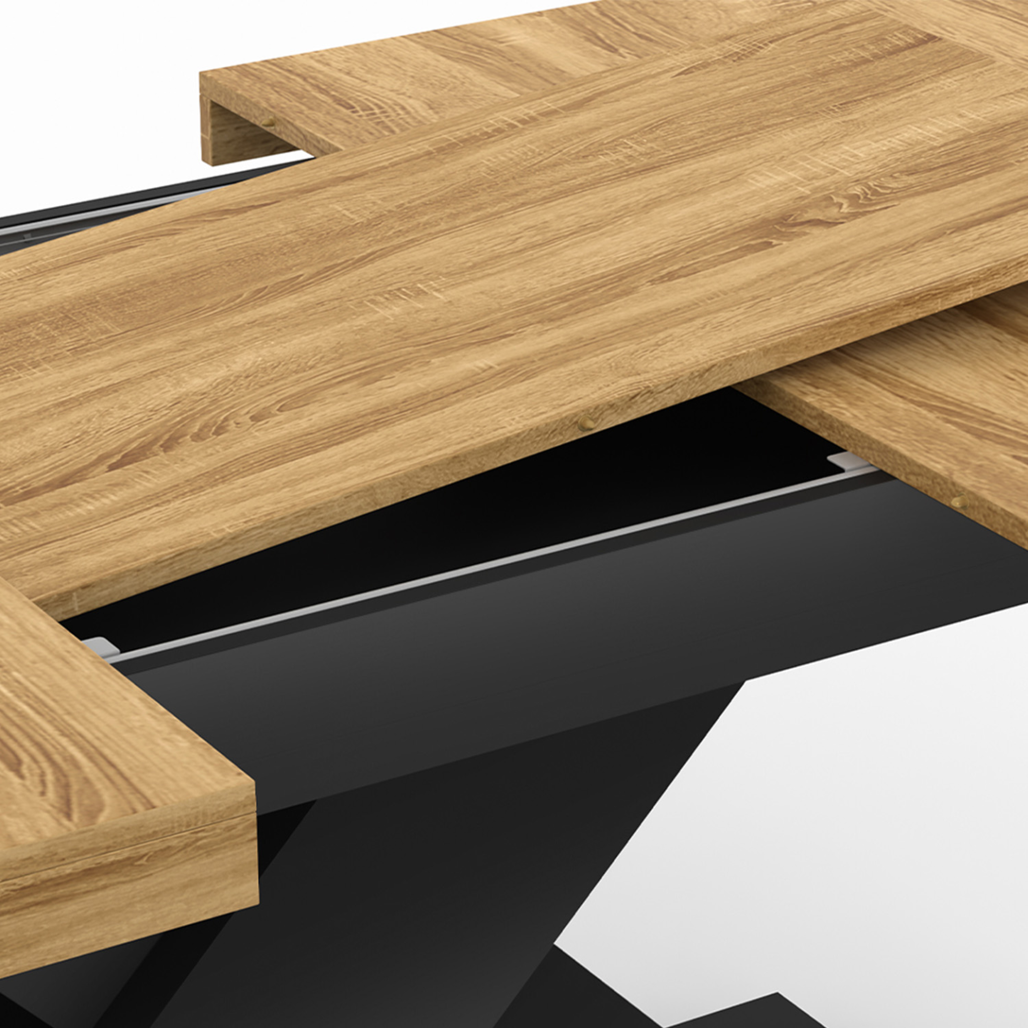 Voir la diapositive 6 : ID MARKET Table à manger extensible rectangle alicia 6-10 personnes bois et noir 160-200 cm