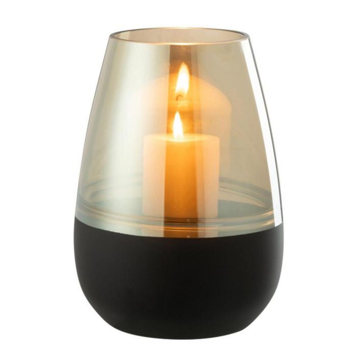 Paris Prix Photophore Déco en Verre  Lignes  26cm Noir & Or