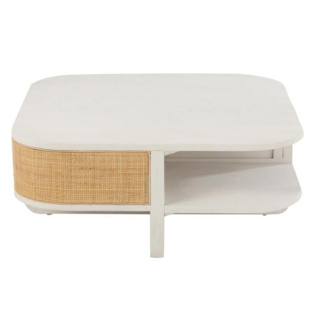 Paris Prix Table Basse en Rotin  Molly  85cm Blanc & Beige