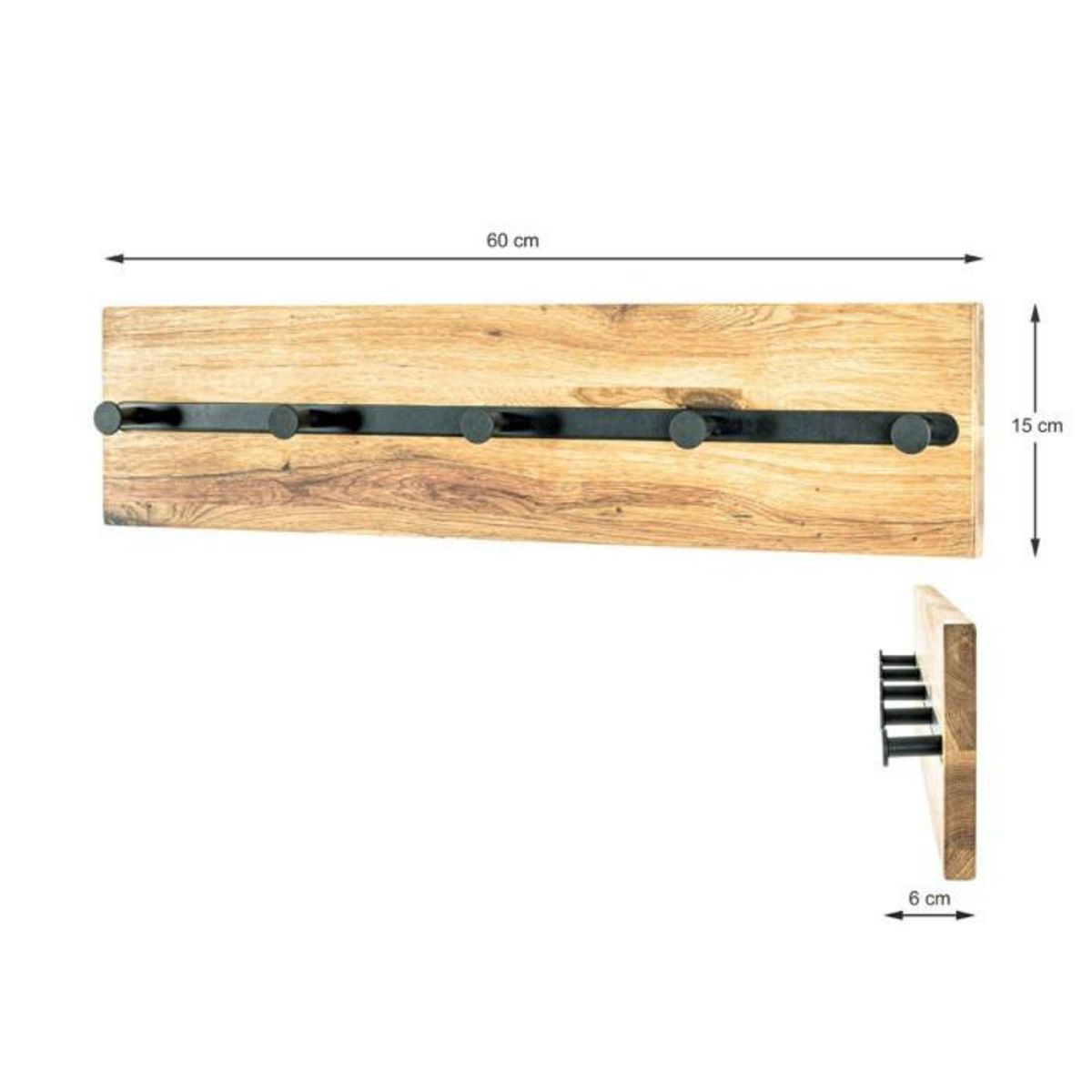 Paris Prix Patère Murale 5 Crochets  Royal Oak  60cm Naturel