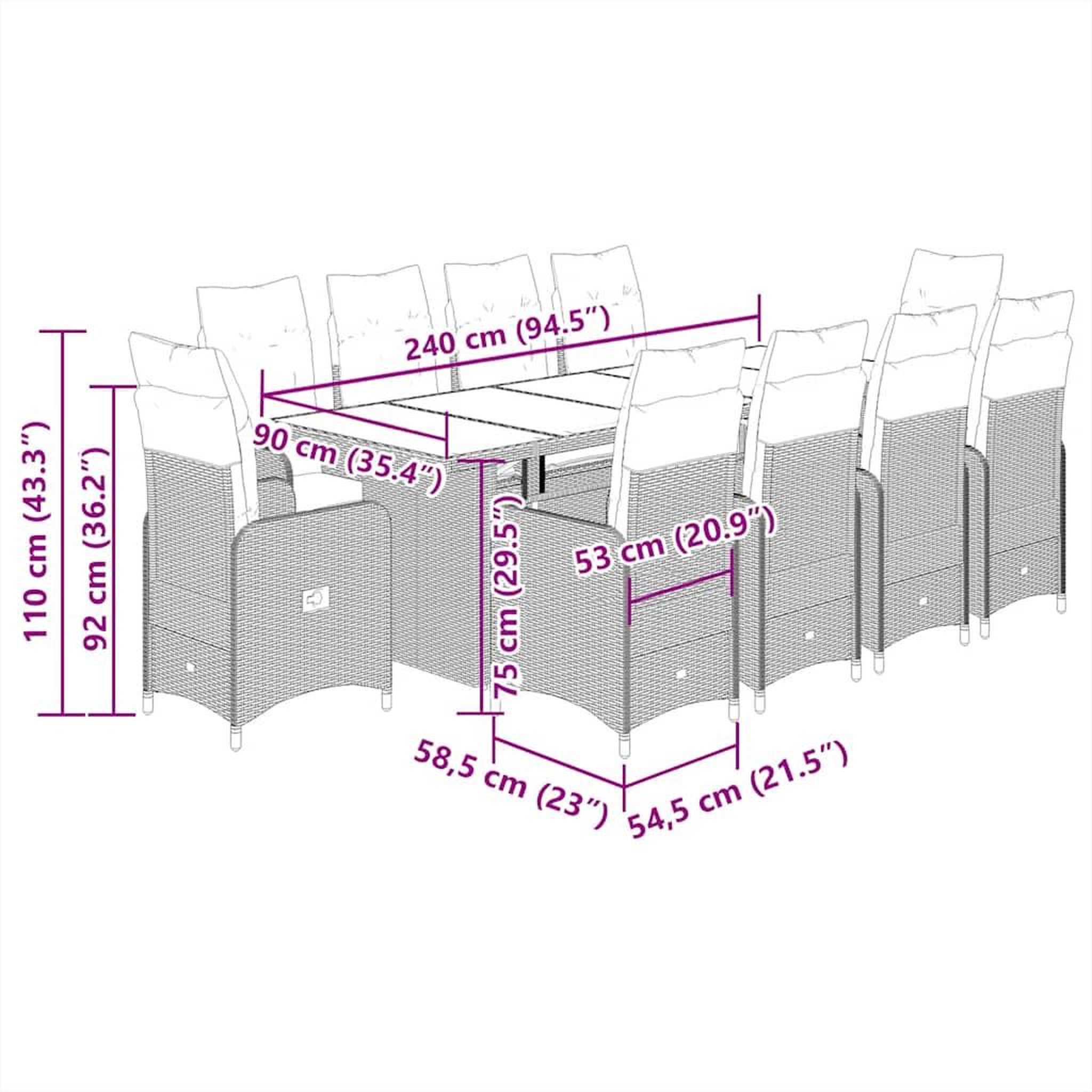 Voir la diapositive 6 : VIDAXL Ensemble de bistro de jardin 11 pcs coussins marron poly rotin
