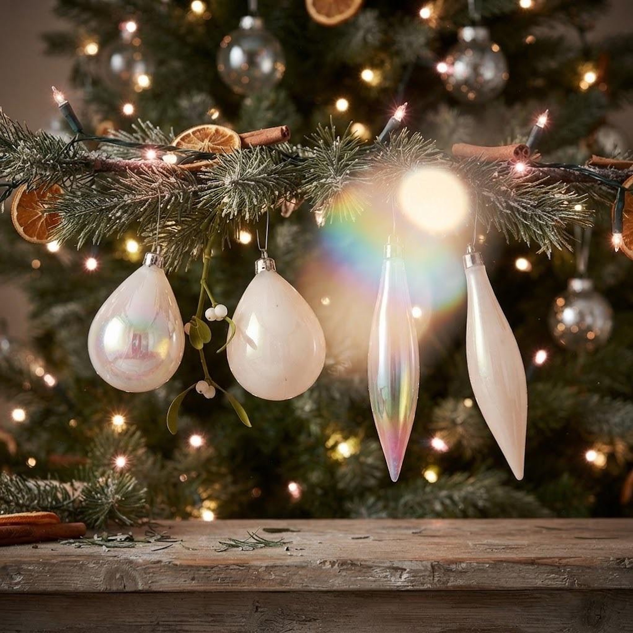Voir la diapositive 5 : Eden 4 boules de sapin de noel olive et glacon