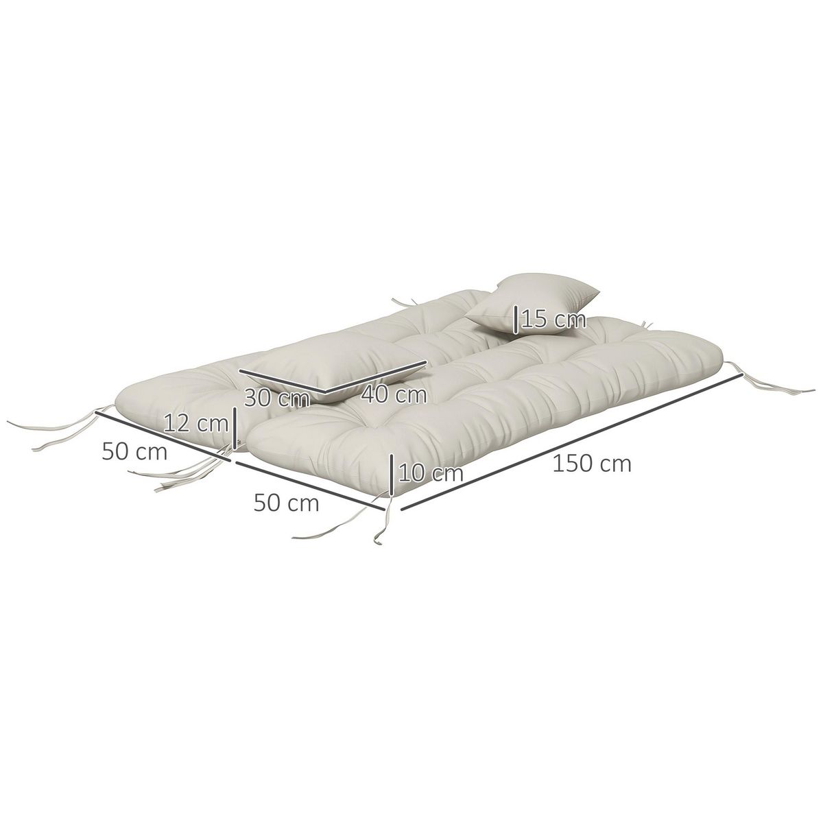 OUTSUNNY Ensemble de 4 coussins d'extérieur pour balancelle crème
