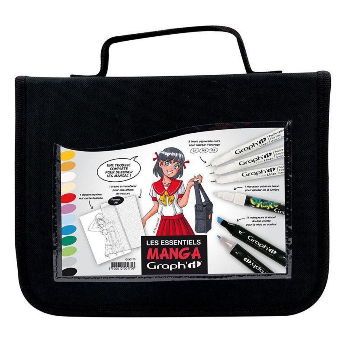 Graph it Coffret Manga - 12 marqueurs + 3 liners +Shake blanc + trame A6