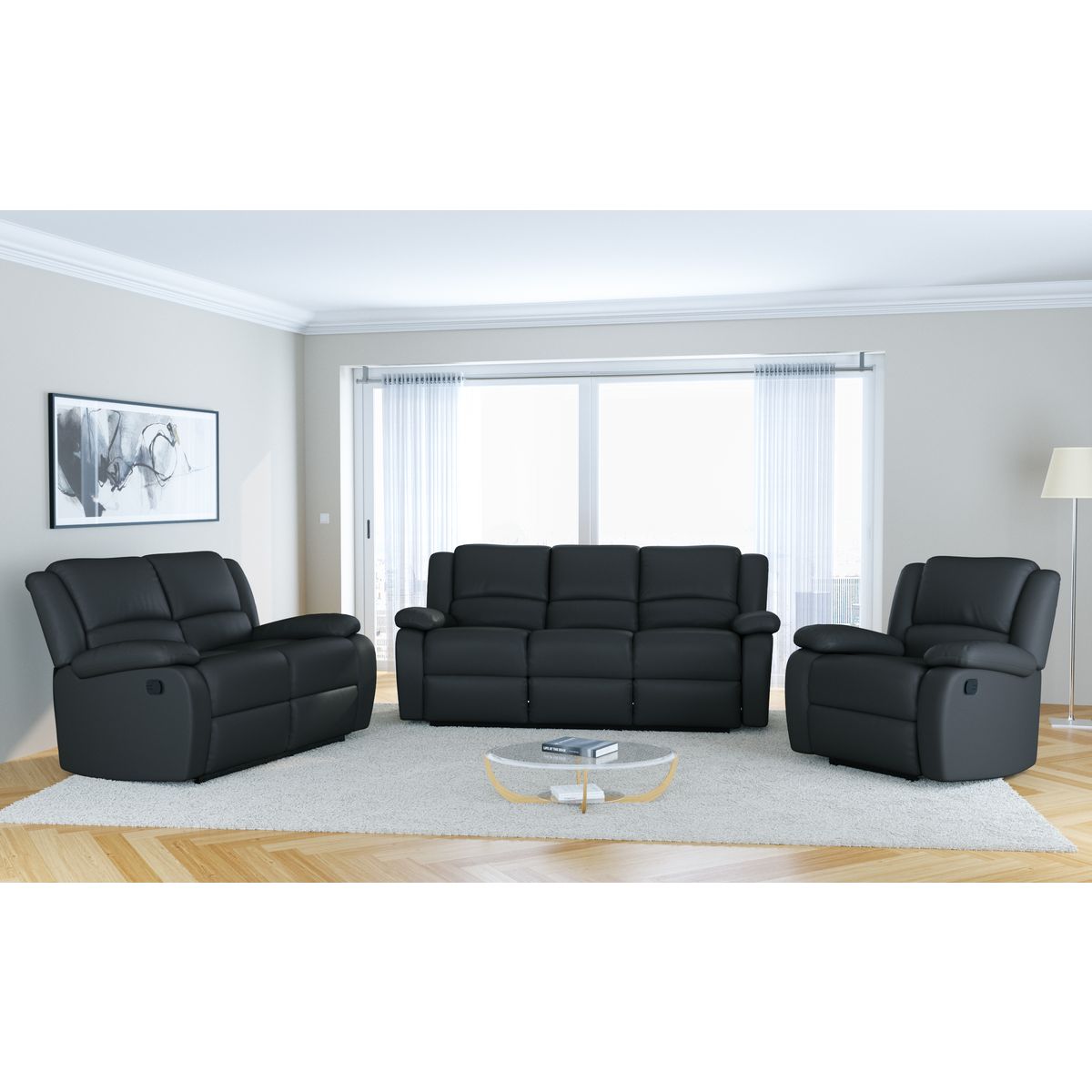 Ensemble canapés 3+2 places et fauteuil relax HELENE