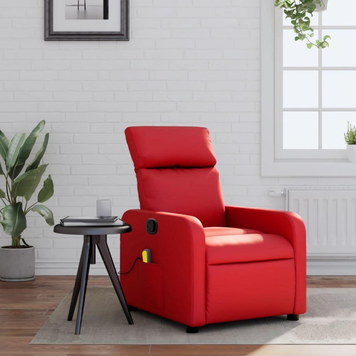 VIDAXL Fauteuil de massage inclinable rouge similicuir