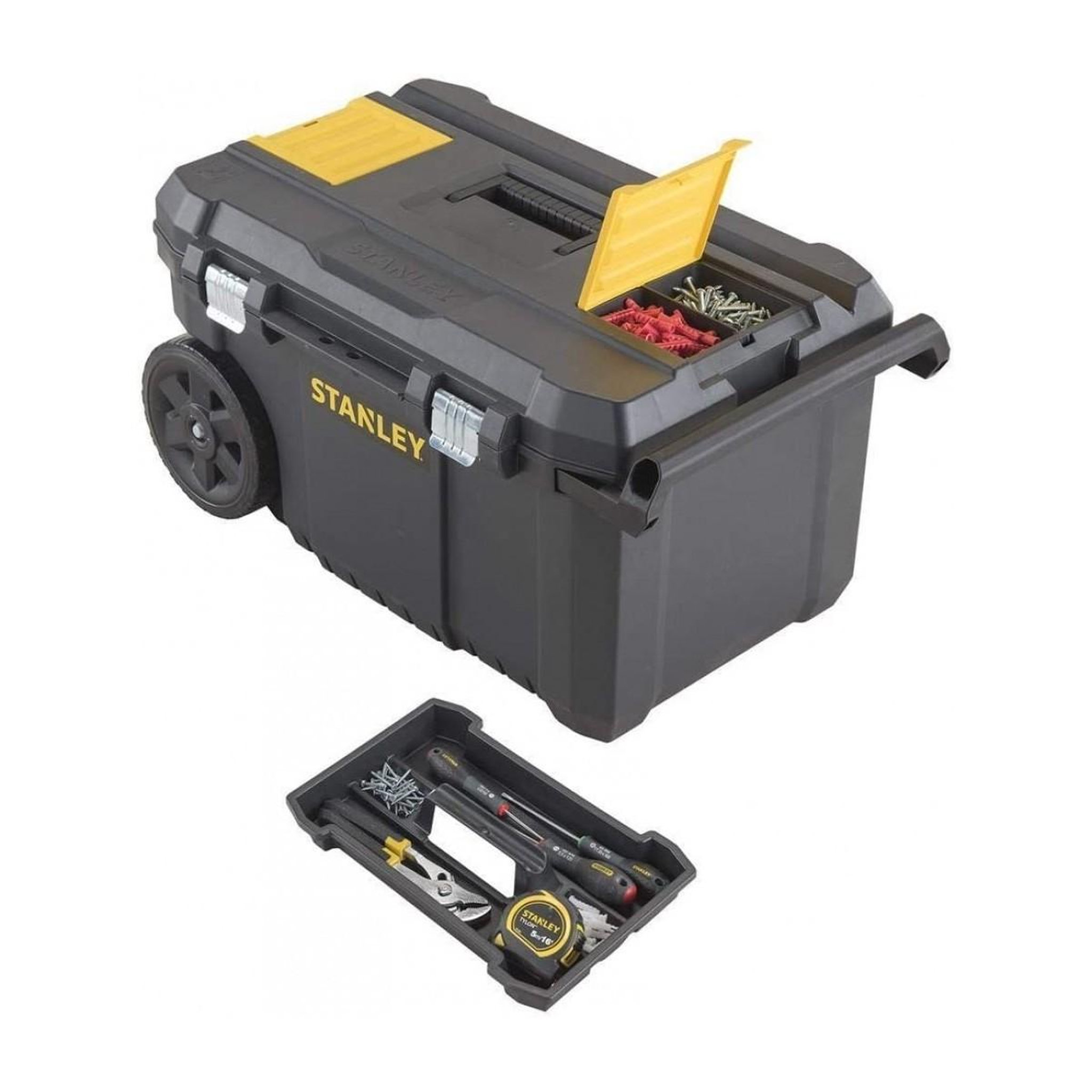Voir la diapositive 2 : Stanley Servante à outils 50l roulante essential stanley plateau amovible poignée métal