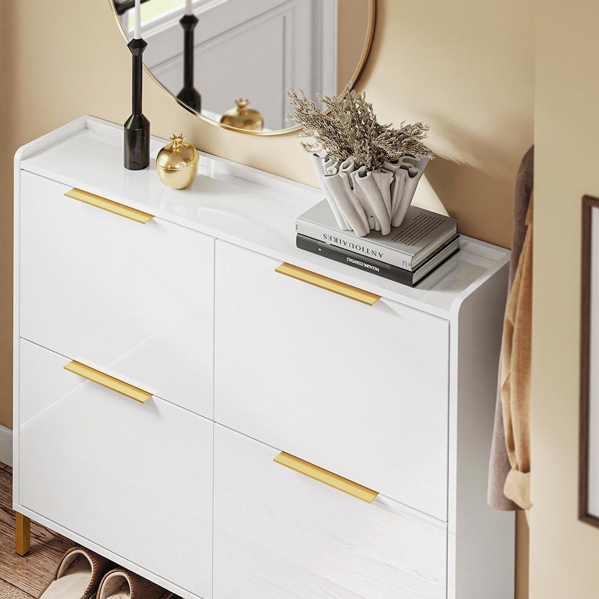 Voir la diapositive 6 : SOBUY SoBuy - Meuble À Chaussures 4 portes - Blanc - 100x48x90cm - Moderne - FSR206-GW