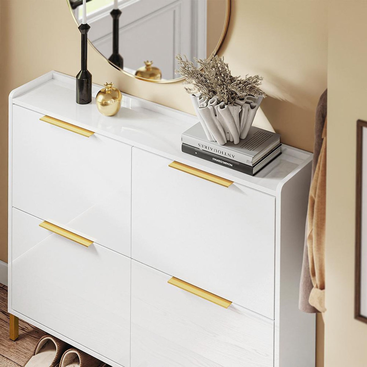 SOBUY SoBuy - Meuble À Chaussures 4 portes - Blanc - 100x48x90cm - Moderne - FSR206-GW