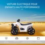 HOMCOM Voiture 4x4 quad buggy électrique enfant 18-36 mois 6 V 3 Km/h max. effet lumineux sonores métal PP blanc noir