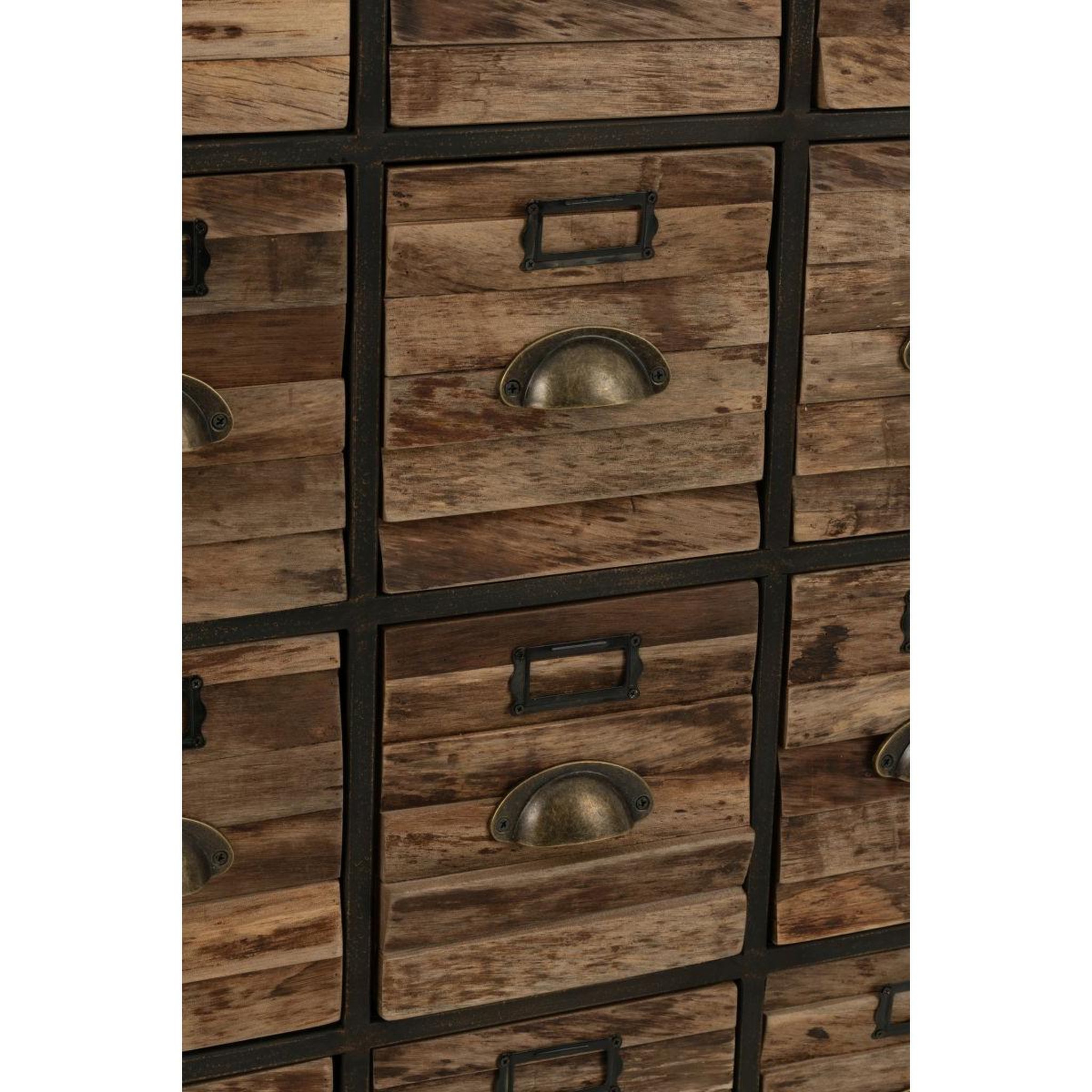Voir la diapositive 6 : J-LINE Meuble de Rangement 16 Tiroirs  Damian  92cm Marron