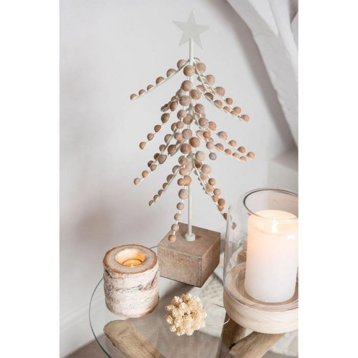 Paris Prix Sapin de Noël à Poser  Étoile  58cm Blanc & Naturel