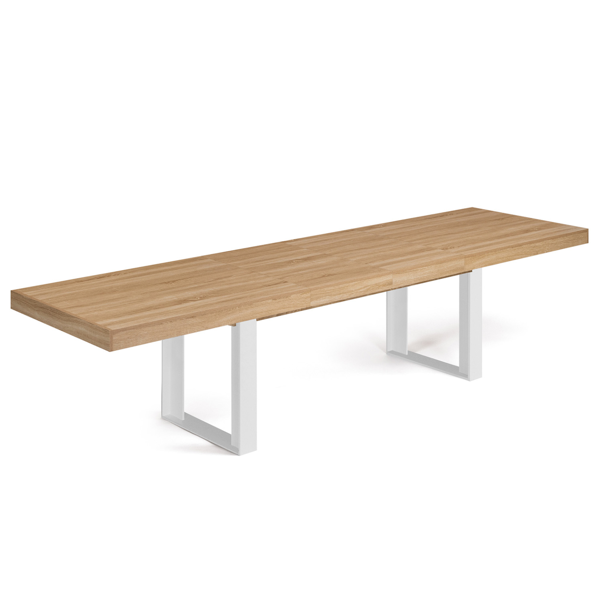 ID MARKET Table à manger extensible rectangle phoenix 6-12 personnes bois et blanc 200-300 cm