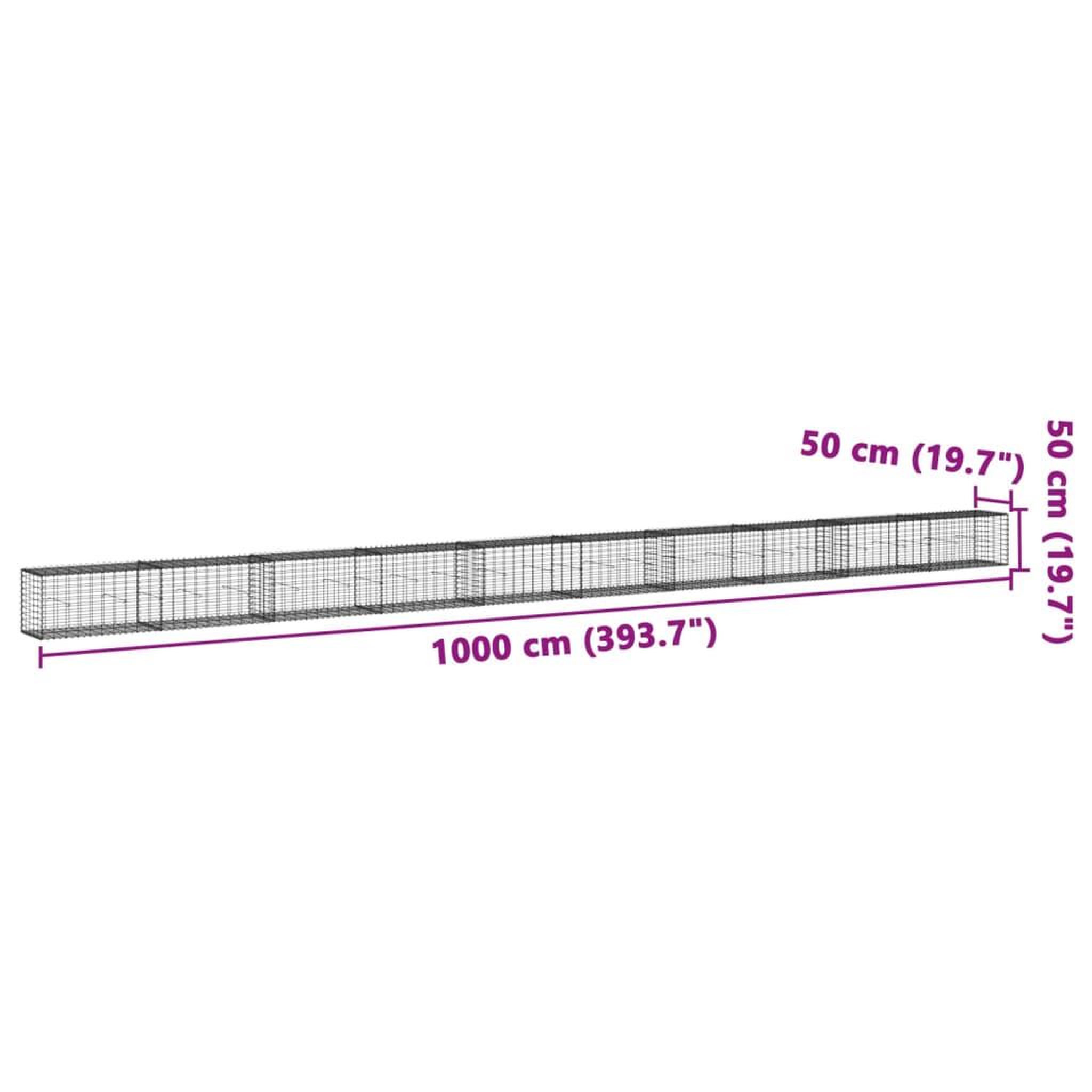 Voir la diapositive 6 : VIDAXL Panier gabion avec couvercle 1000x50x50 cm fer galvanise