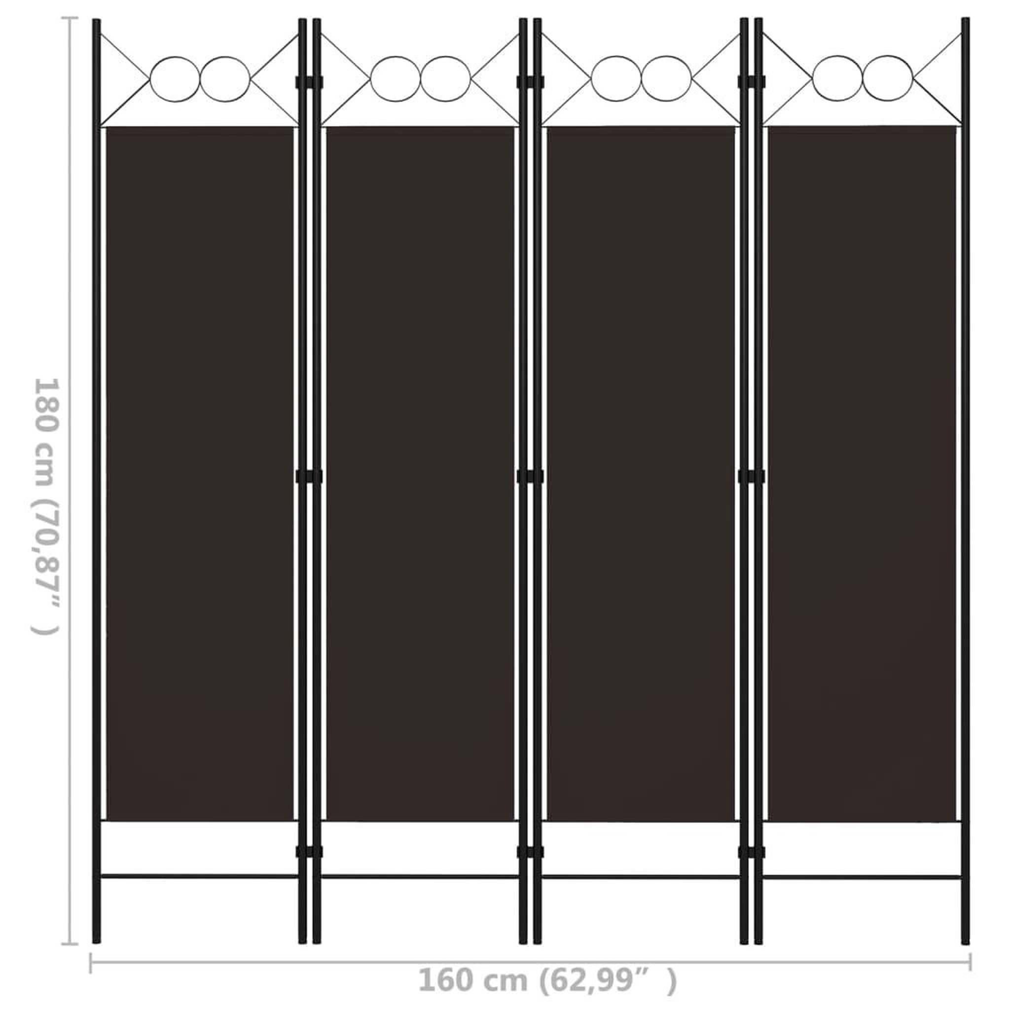 Voir la diapositive 6 : VIDAXL Cloison de separation 4 panneaux Marron 160 x 180 cm