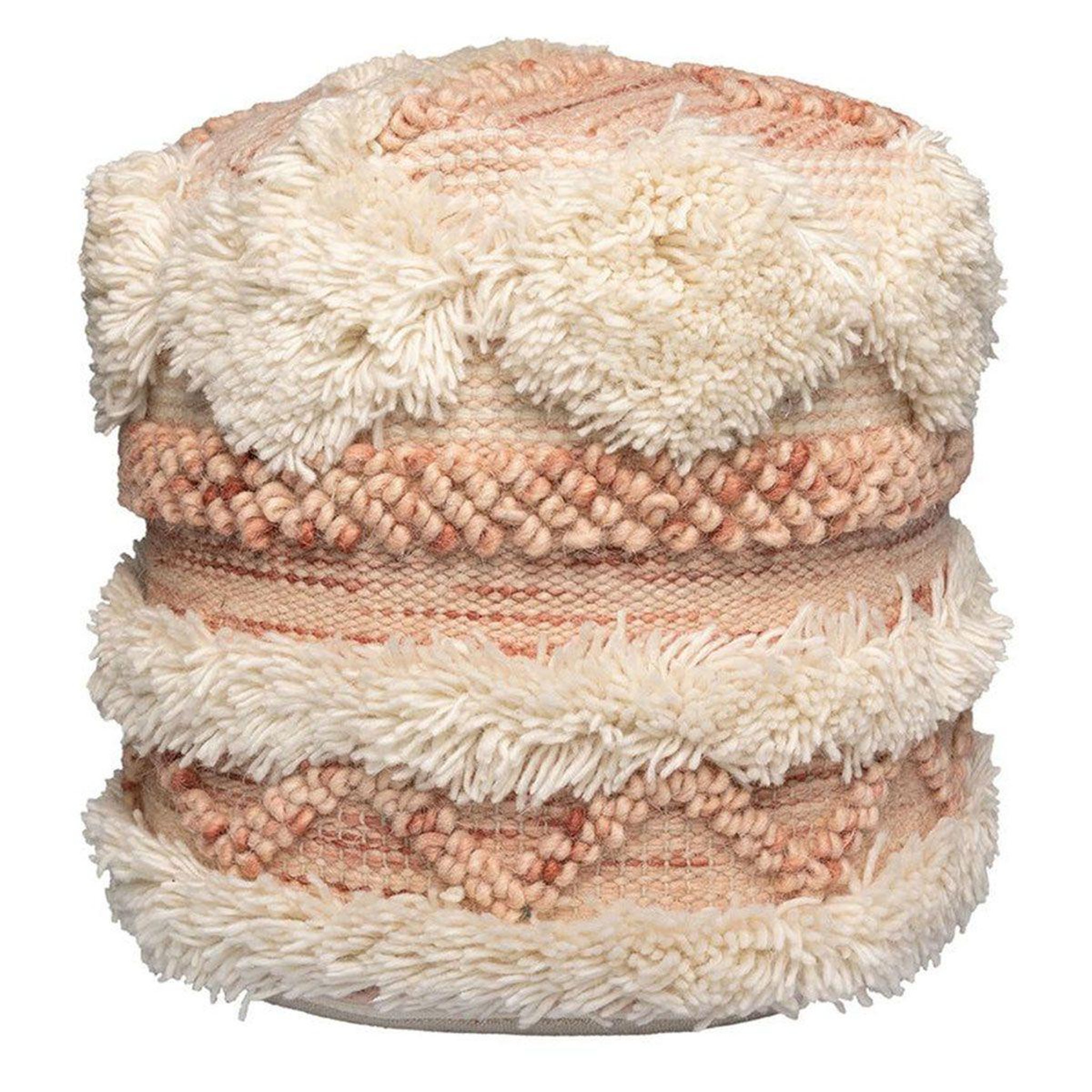 Paris Prix Pouf bohème fait à la main  bohist  35cm rose & crème