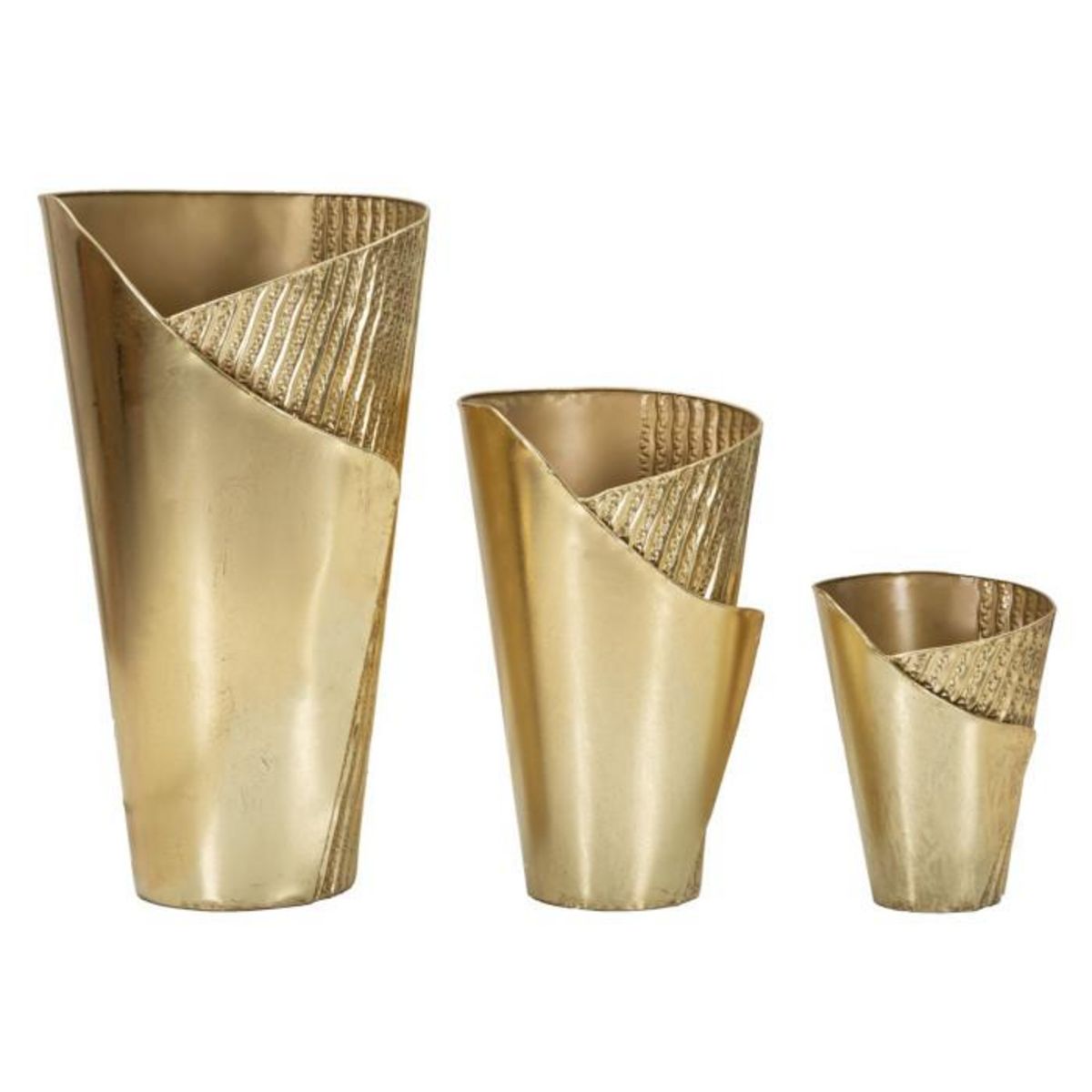 Paris Prix Lot de 3 Vases en Métal  Flosty  75cm Or