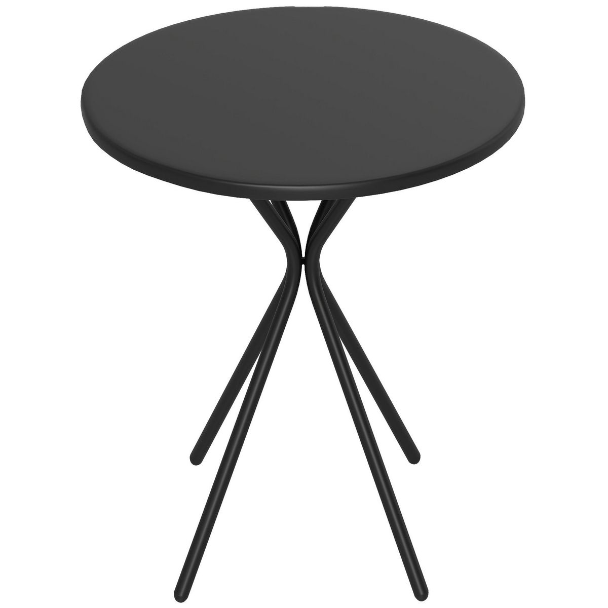 OUTSUNNY Table de jardin ronde dia. 60 cm piètement antidérapant design acier noir