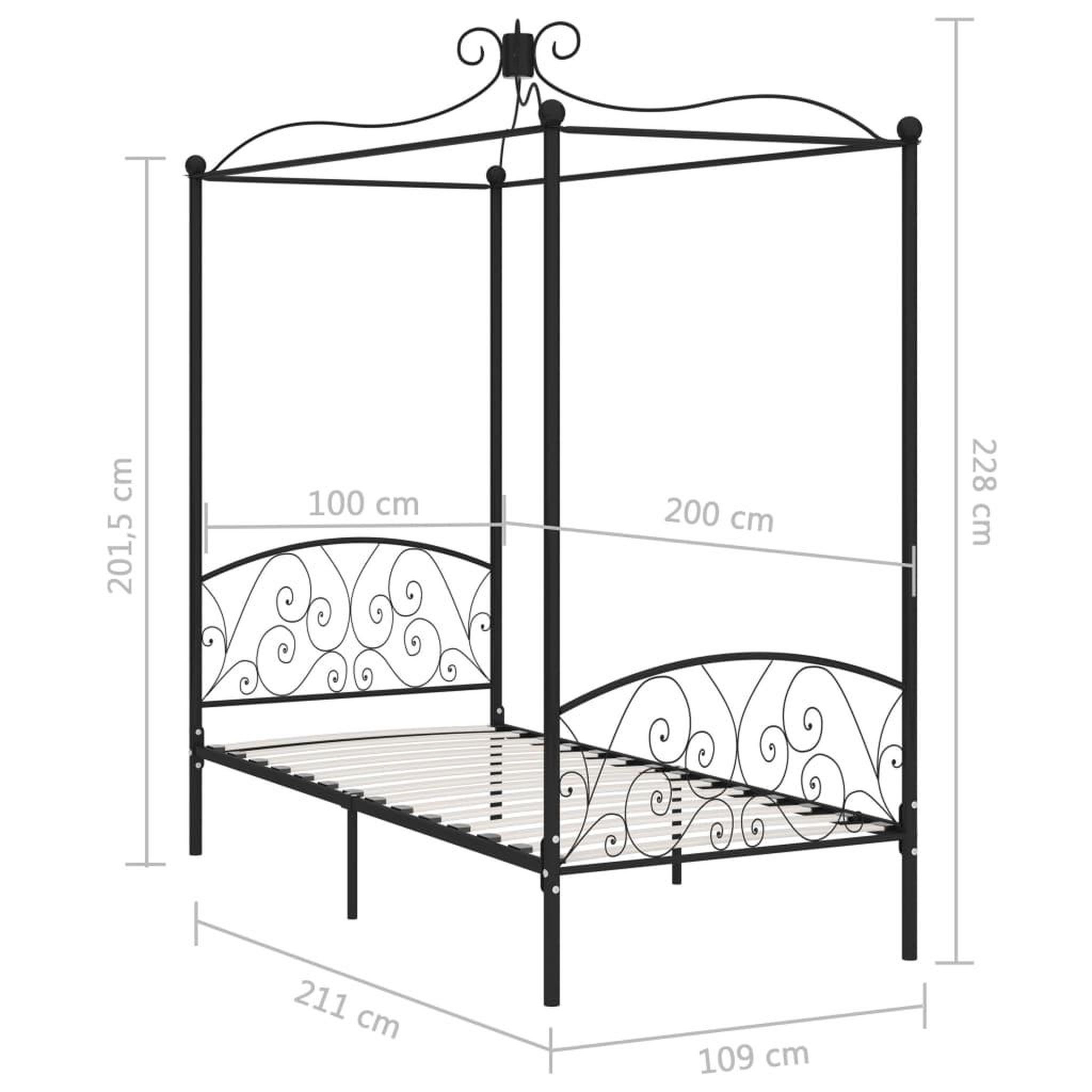 Voir la diapositive 6 : VIDAXL Cadre de lit a baldaquin Noir Metal 100 x 200 cm